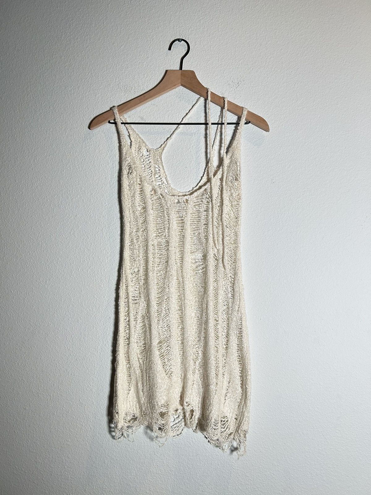 image of Rui Ss23 Distressed Grunge Tank in Cream, Women's (Size Small)