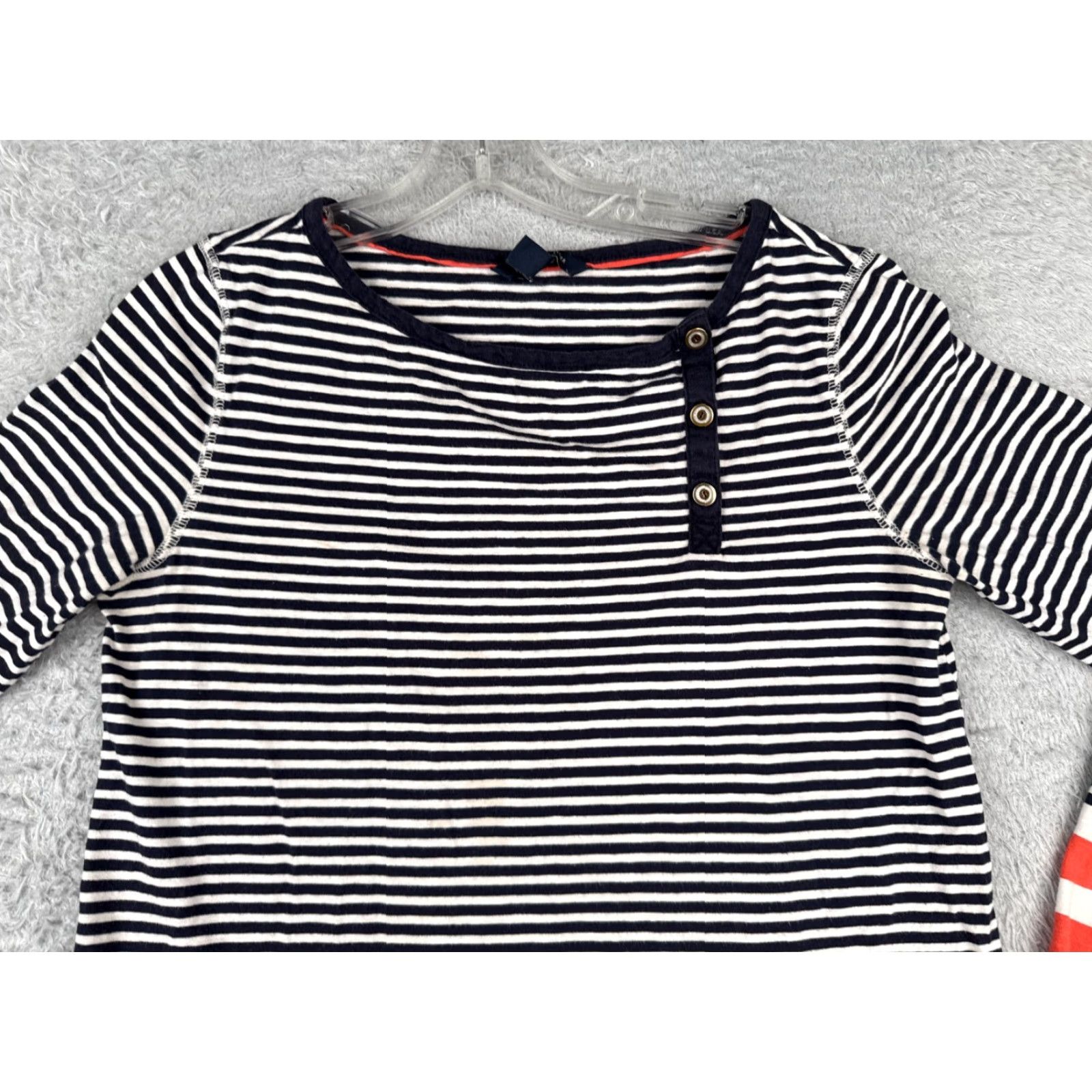 Tommy Hilfiger VINTAGE Tommy Hilfiger Shirt Women Medium Blue Orange Stripe Long Sleeve Crew Cotton Size M / US 6-8 / IT 42-44 - 4 Thumbnail