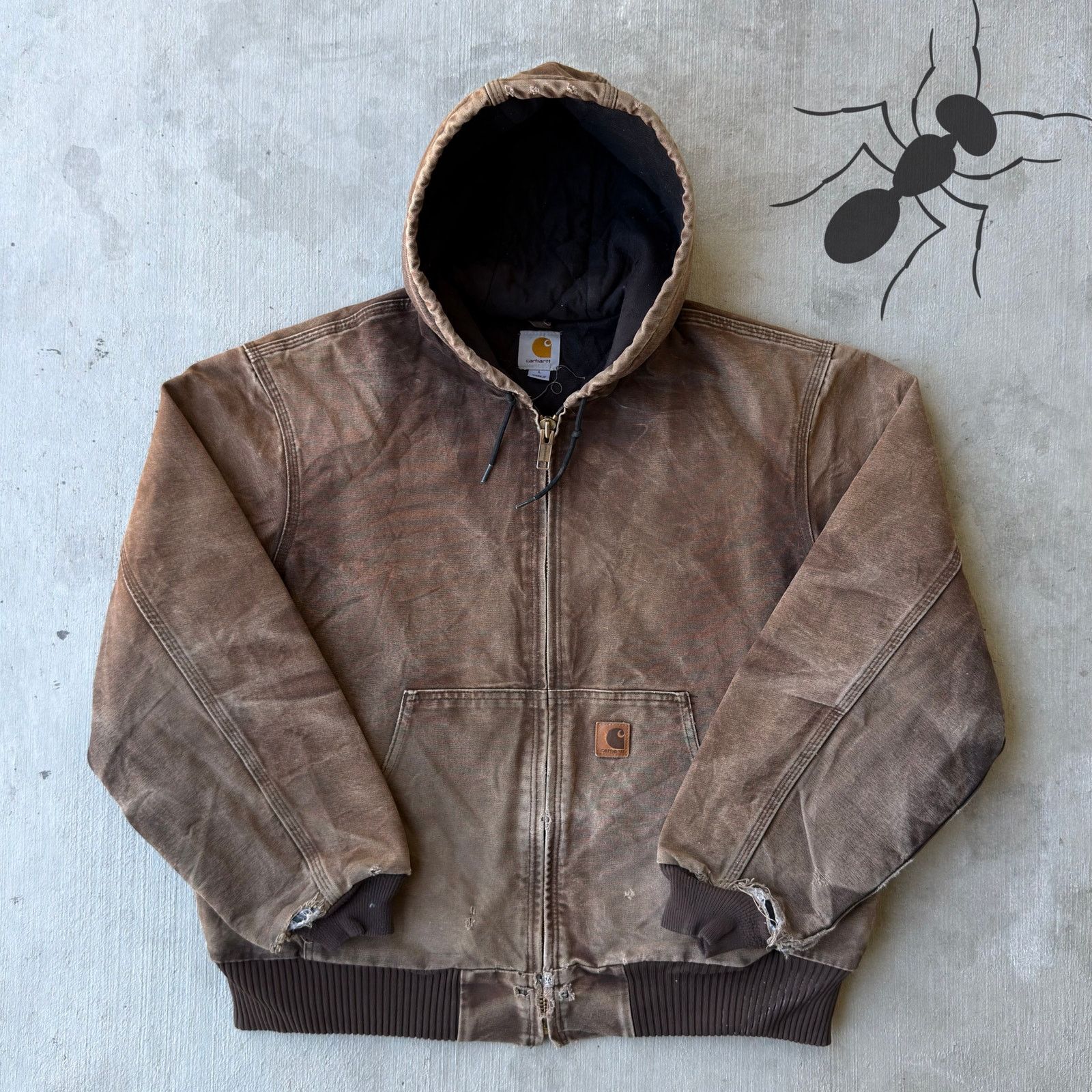 Carhartt × Vintage Carhartt J130 DKB brown hooded work wear jacket Size US L / EU 52-54 / 3 - 1 Thumbnail