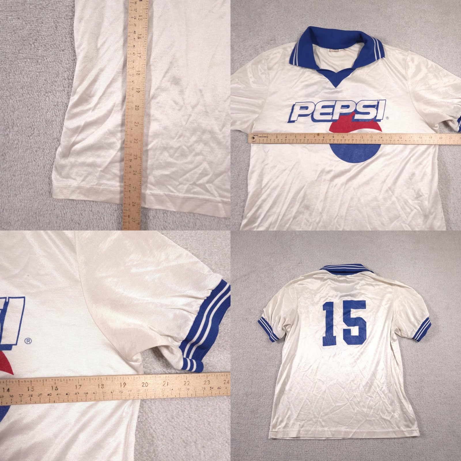 Vintage VINTAGE Pepsi Shirt Mens Medium Ringer V Neck Made USA 80s White Short Sleeve Graphic Print Logo Tennis Collar Sportswear Size US M / EU 48-50 / 2 - 10 Thumbnail