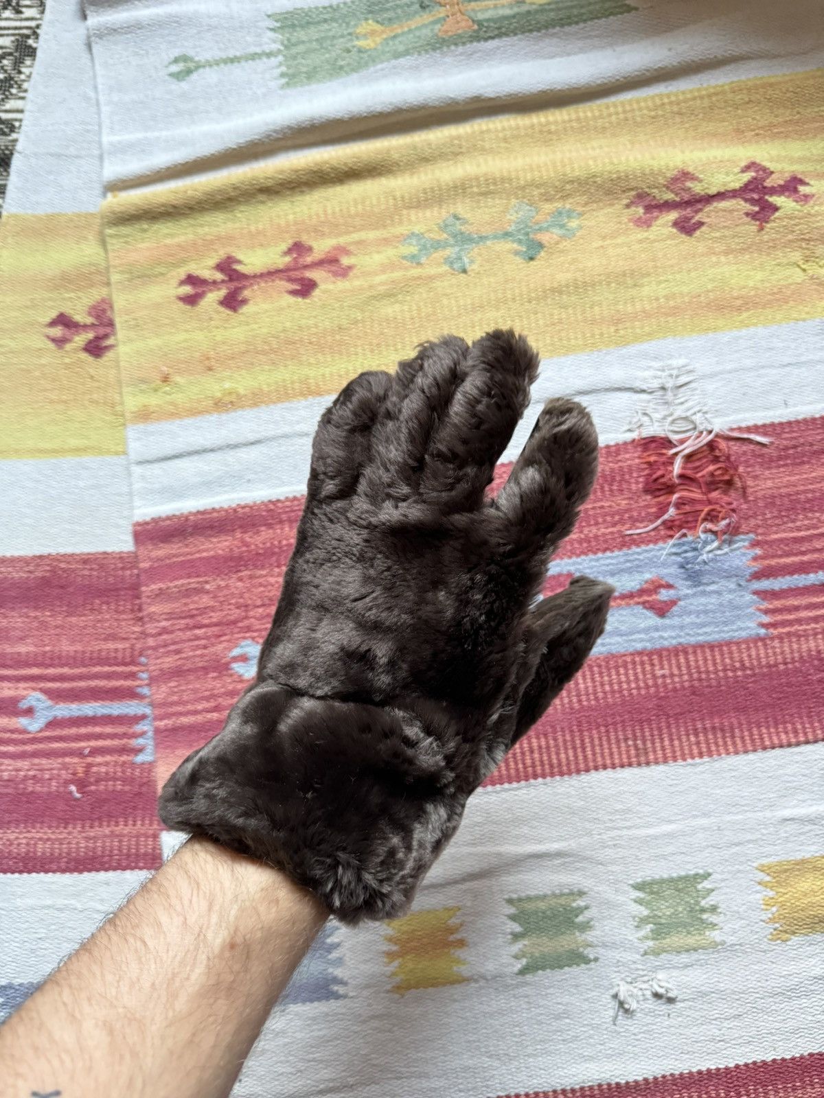 Genuine Leather × Vintage Vintage 80-90’s Sheepskin Genuine Fur Faux Leather Gloves Size ONE SIZE - 1 Thumbnail