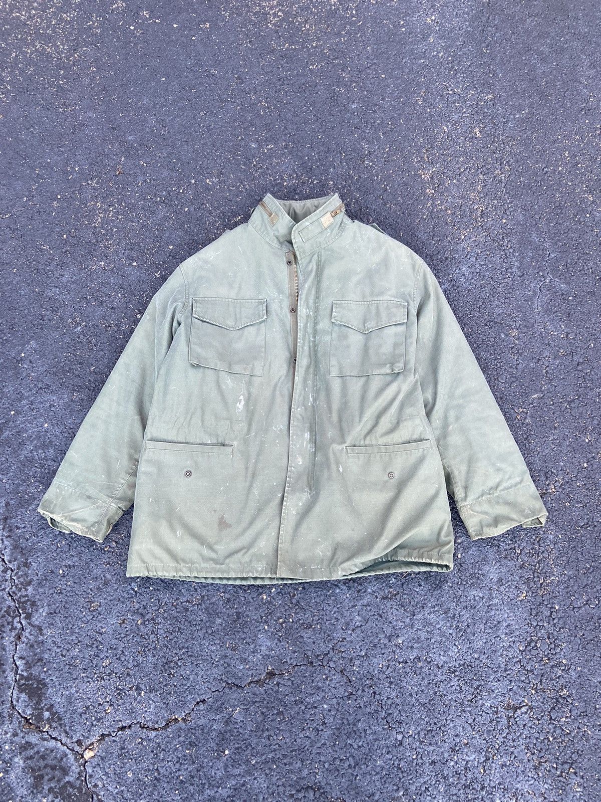 image of Crazy Vintage Vietnam Era Military Issued Od Green Jacket, Men's (Size XL)