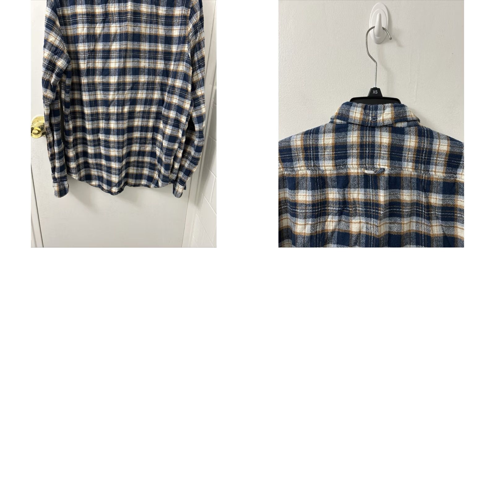Ben Sherman Ben Sherman Shirt Mens Medium Blue Plaid Herringbone Flannel Button-Down L/S Size US M / EU 48-50 / 2 - 9 Thumbnail