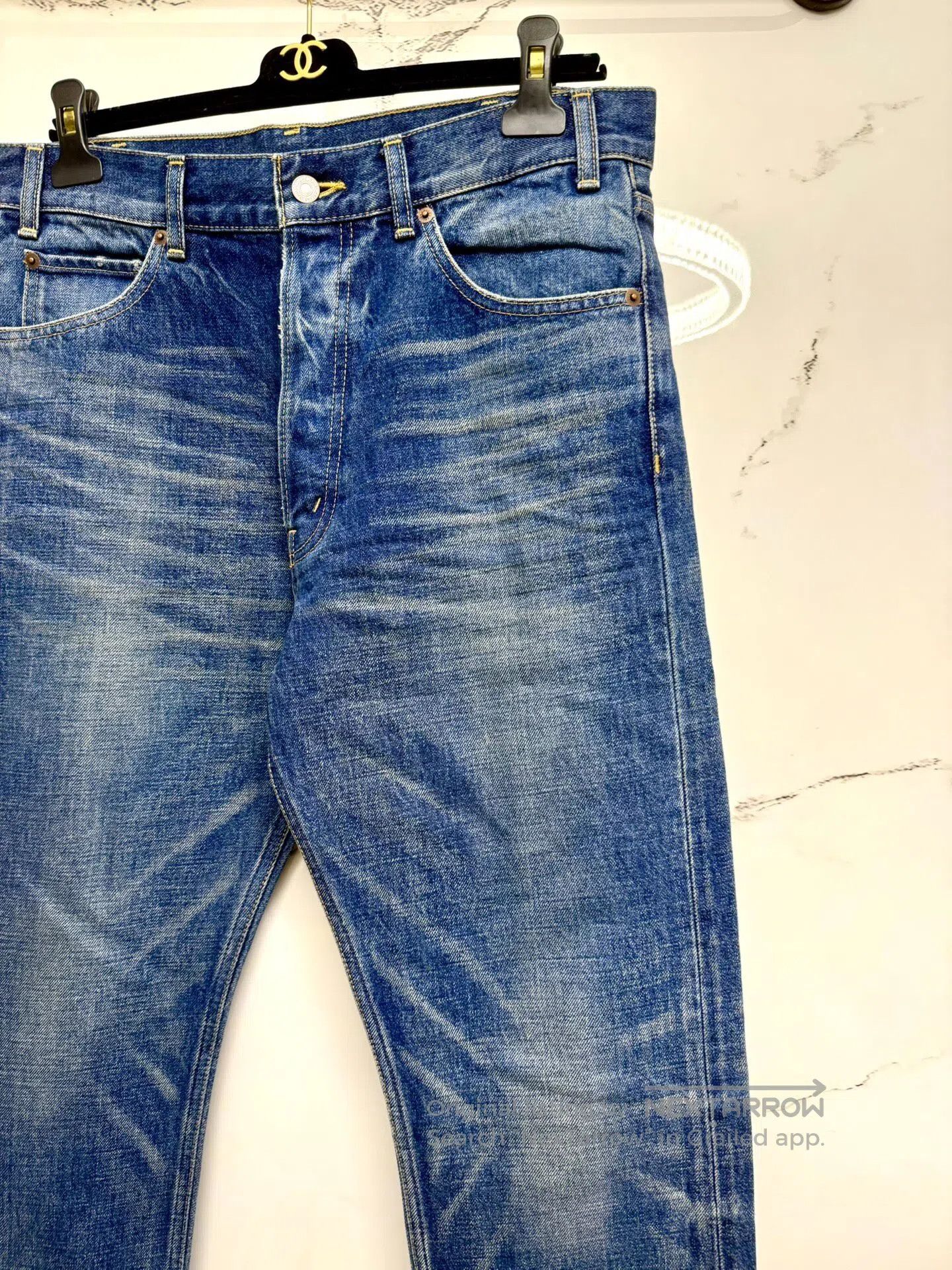 Celine CELINE Dark Blue Washed Destroyed Hem Denim Pants| Size US 31 - 2 Thumbnail