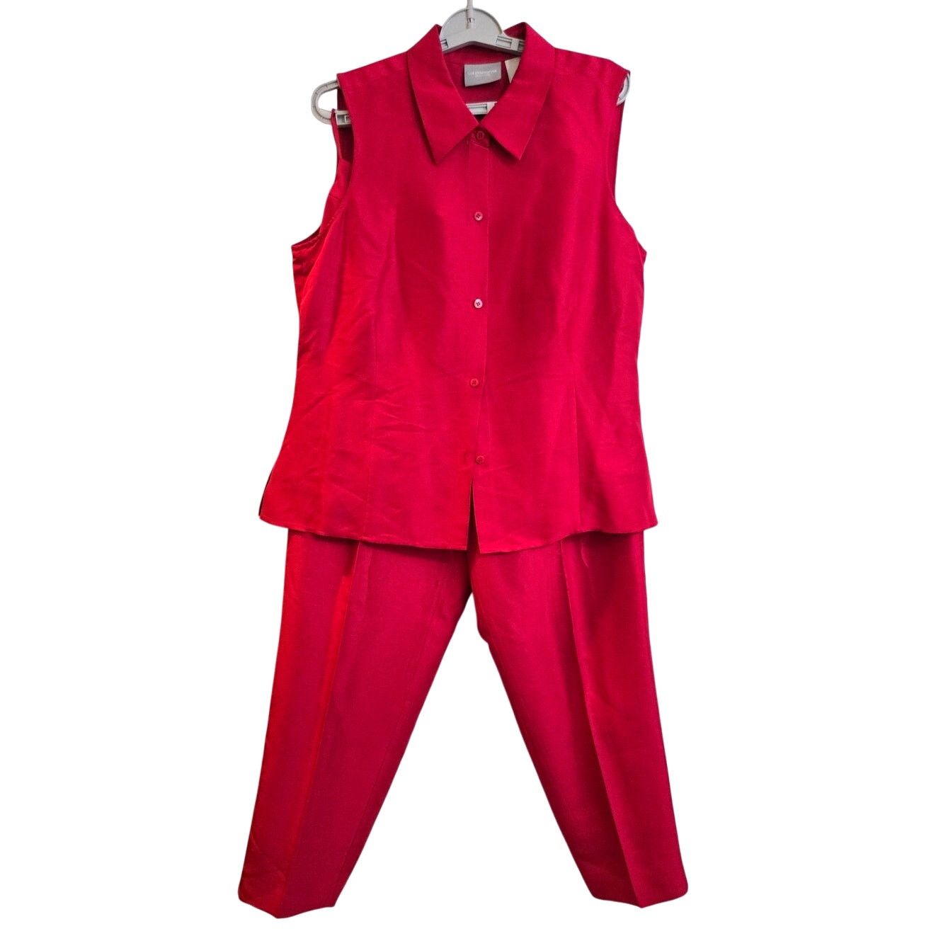 Liz Claiborne Liz Claiborne Silk Vest + Pants Set – Size 16 Red Size XXL / US 16-18 / IT 52-54 - 2 Thumbnail