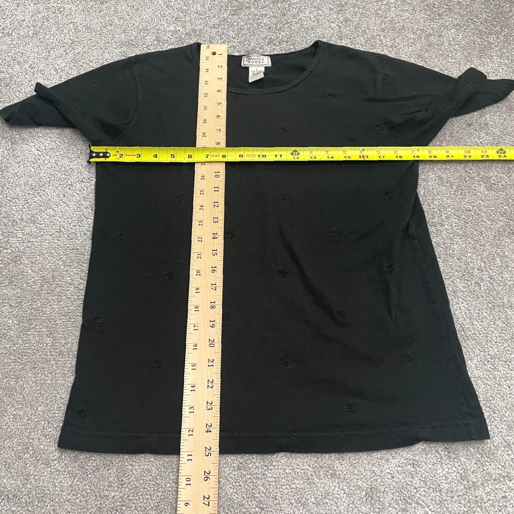 MooRER Jennifer Moore Embroidered T-Shirt Womens Small Black Short Sleeve Crew Neck Top Size S / US 4 / IT 40 - 7 Thumbnail