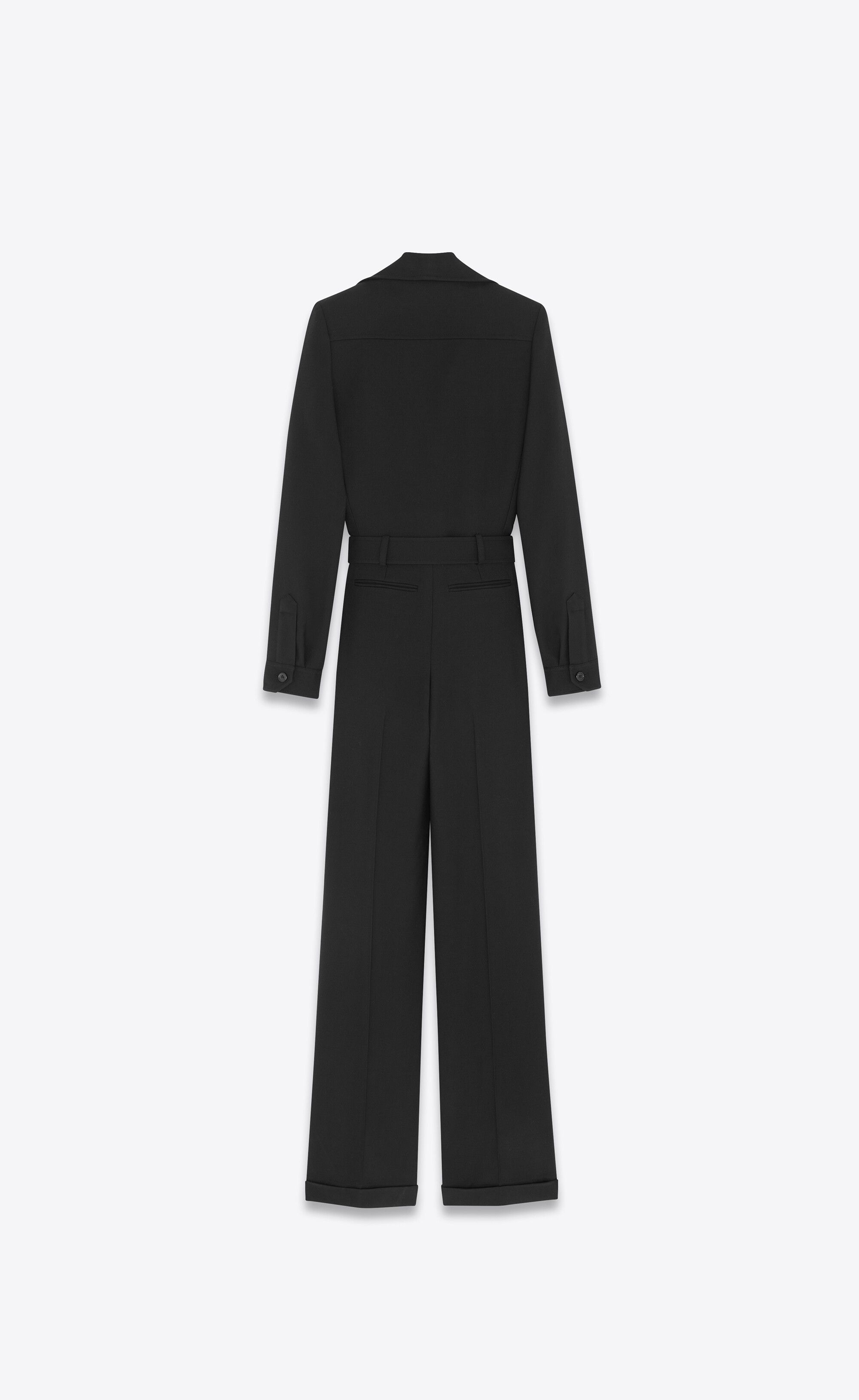 Saint Laurent Paris o1s1wg111224 Jumpsuit in Wool Gabardine in Black Size 26" / US 2 / IT 38 - 2 Thumbnail