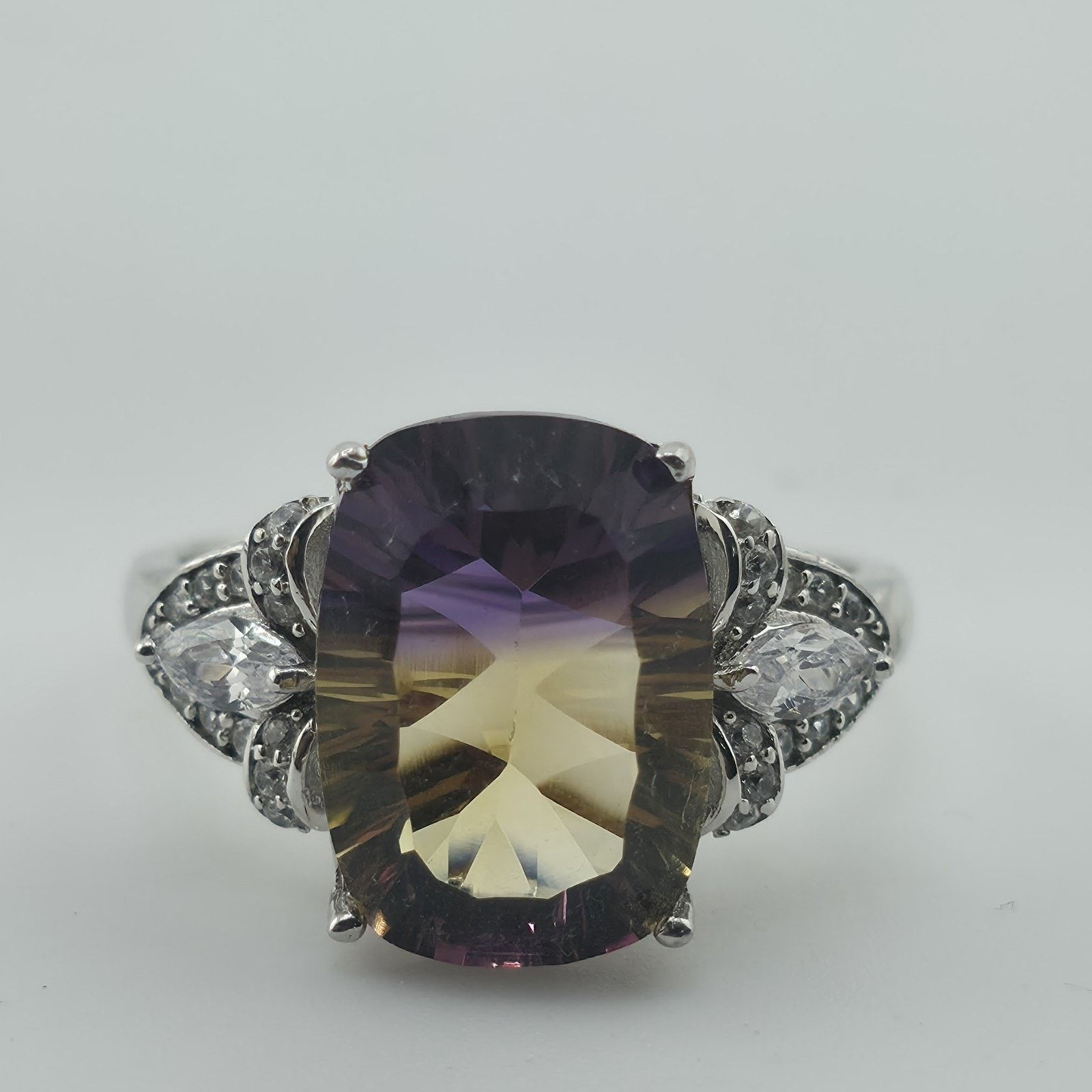 Other Sterling Silver Ametrine Ring 9.25 Cushion Purple Yellow Size ONE SIZE - 2 Thumbnail