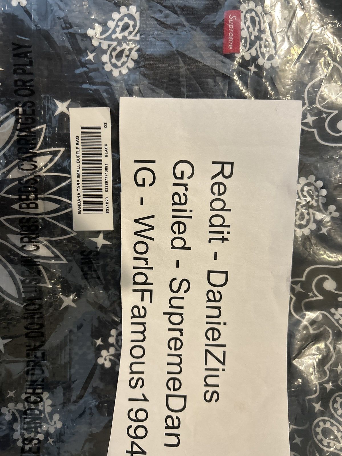 Supreme Supreme Bandana Tarp Small Duffle Bag 'Black' Size ONE SIZE - 4 Thumbnail