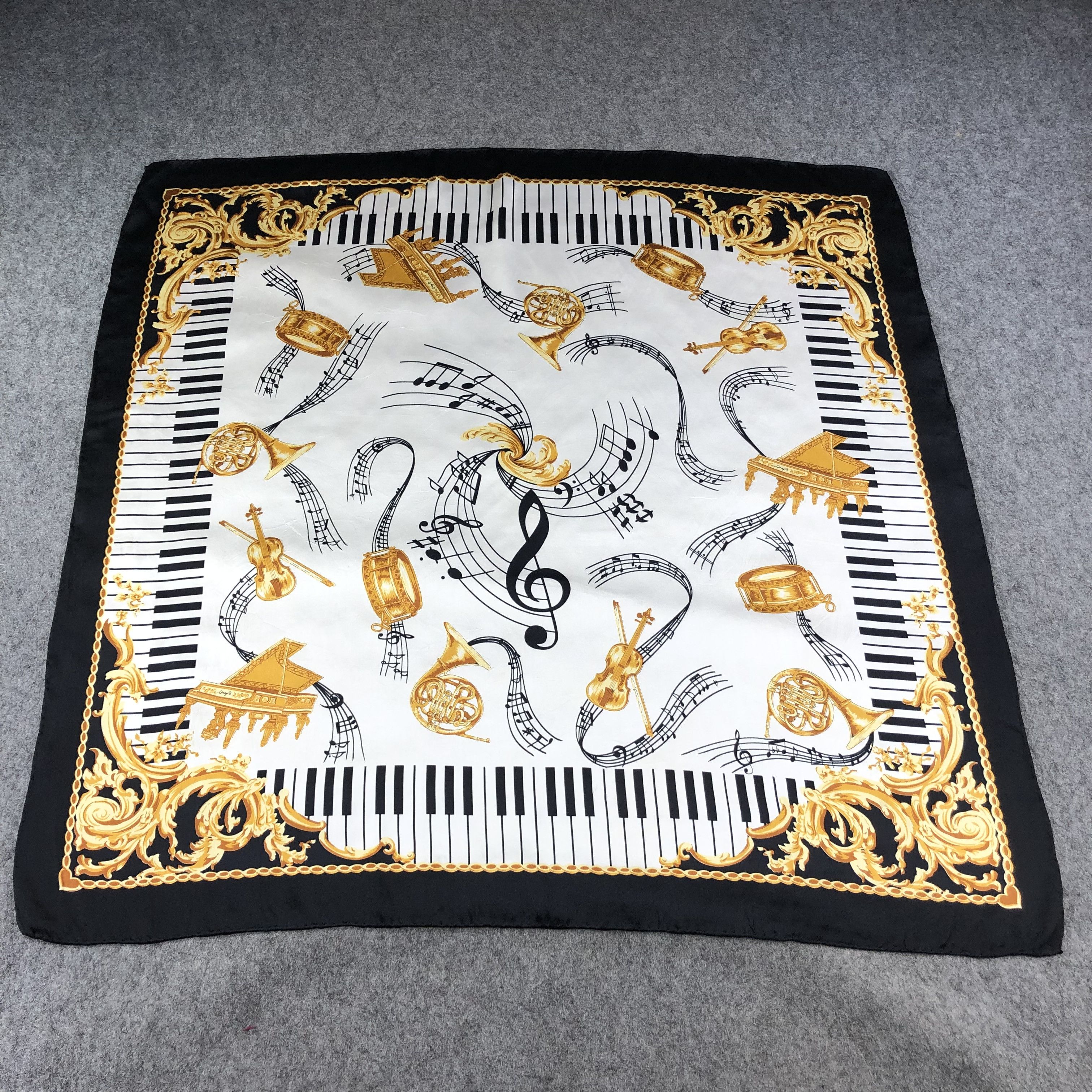 Vintage Music Cords Hand Rolled Silk Scarf M911 Size ONE SIZE - 1 Thumbnail