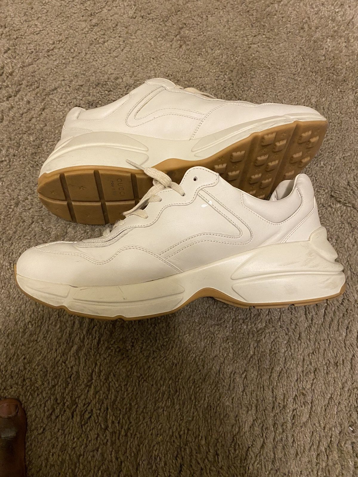 Gucci Gucci Men's White Leather Rhyton Sneaker Size US 10.5 / EU 43-44 - 3 Thumbnail