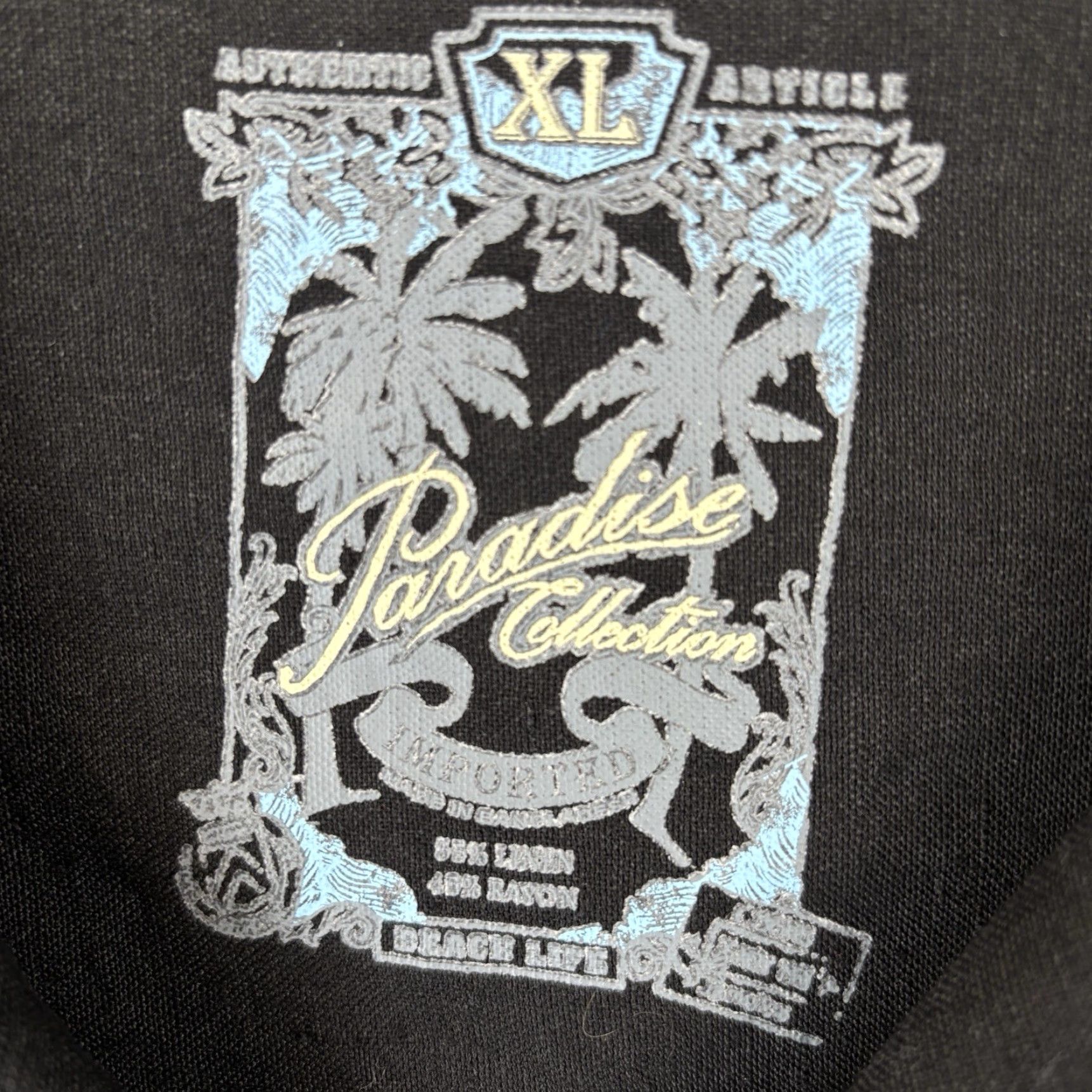 Vintage Paradise Collection Camp Shirt Mens XL Black Beige Rayon Linen Button-Up Short Sleeve Collared Beach Life Hawaiian Casual Size US XL / EU 56 / 4 - 3 Thumbnail