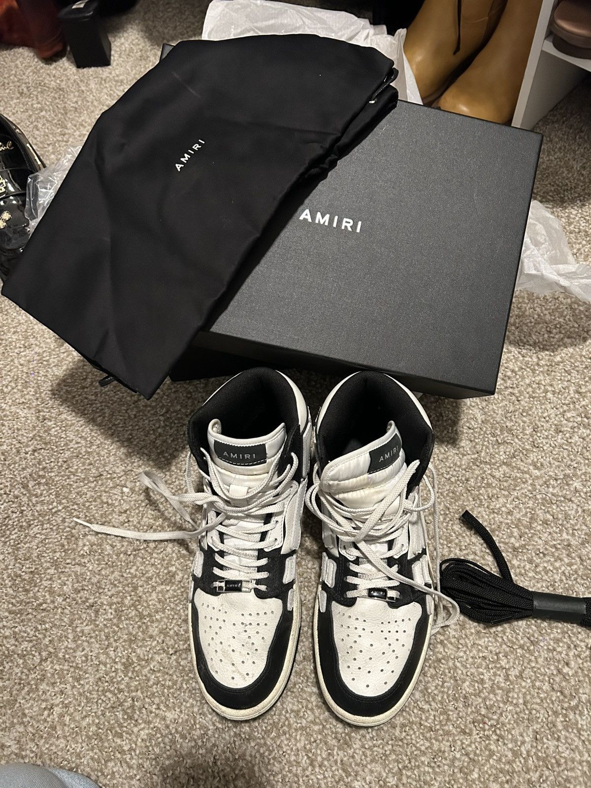 Amiri AMIRI Black and White Womens Skel High-Top Sneakers Size US 8.5 / IT 38.5 - 2 Thumbnail