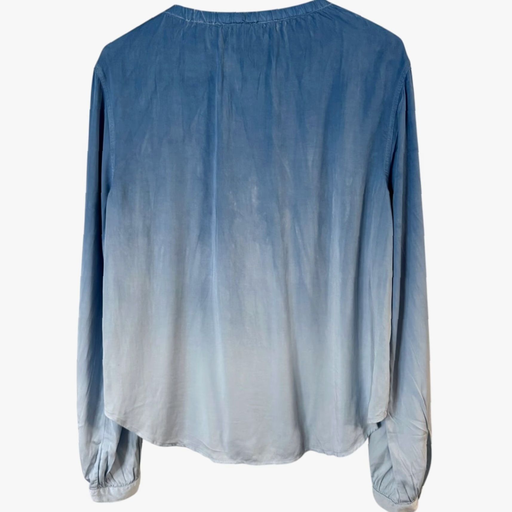 CLOT Cloth & Stone Blouse Blue Ombre Shirred Button-Up Shirt Top Women M Shirt Size M / US 6-8 / IT 42-44 - 4 Thumbnail