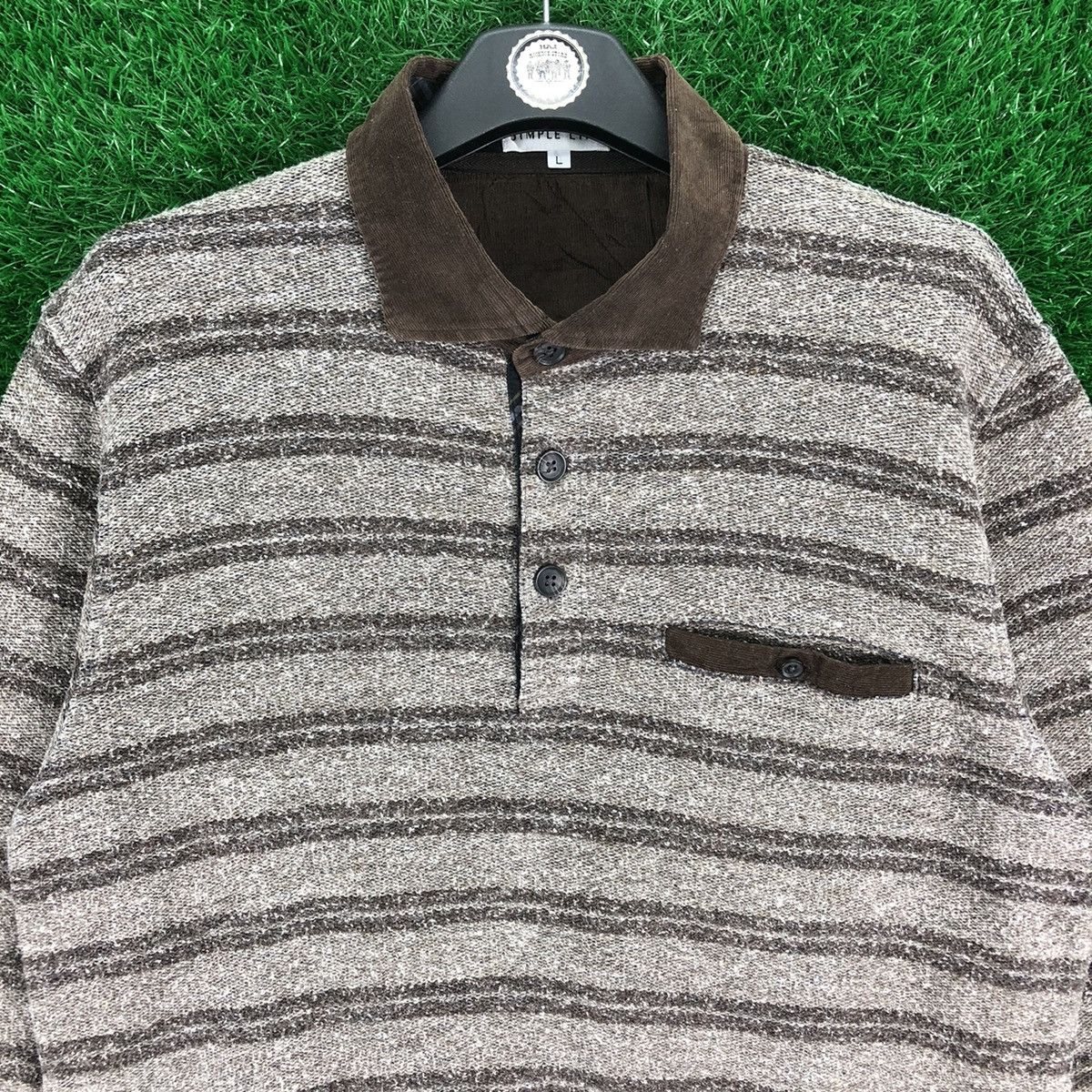 Japanese Brand Vintage 90's Knit Polo Shirt by Simple Life Japan Size US L / EU 52-54 / 3 - 7 Thumbnail