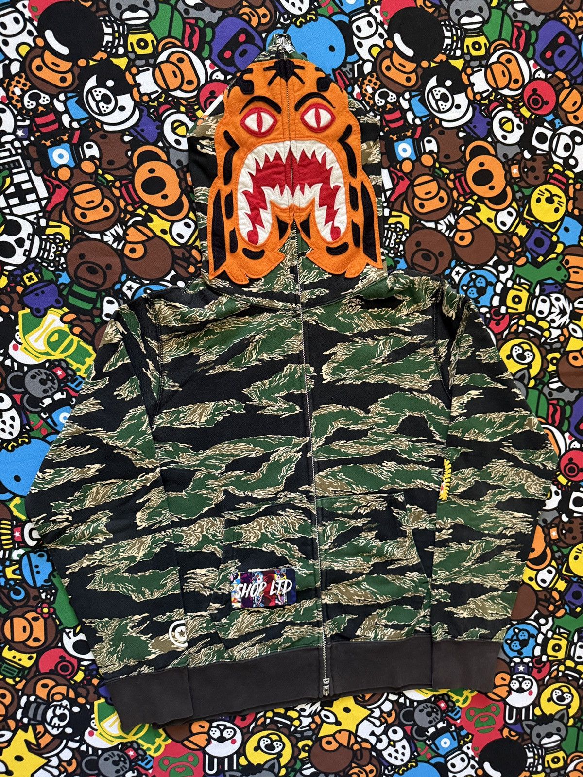 A Bathing Ape Green Camo Tiger Hoodie