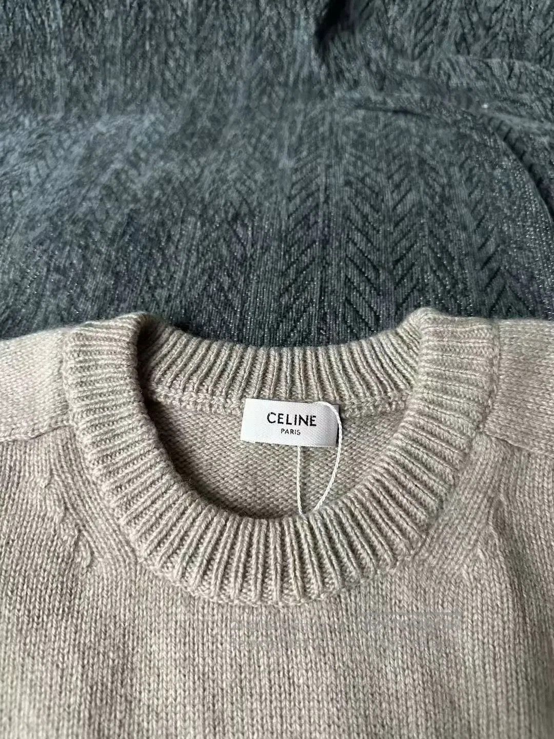 Celine CELINE Beige Triomphe Embroidered Logo Sweater| Size US M / EU 48-50 / 2 - 3 Thumbnail