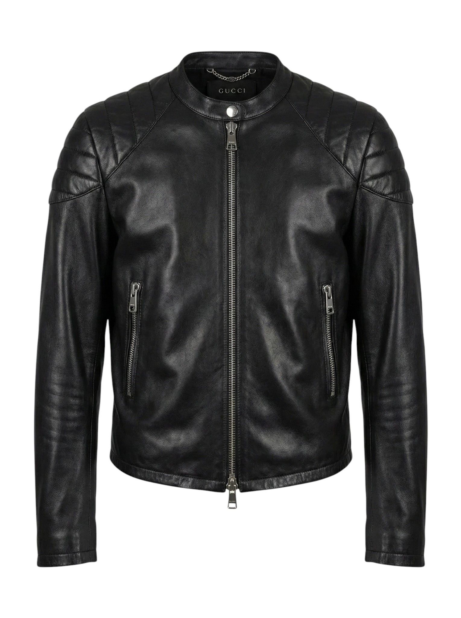 Gucci LEATHER BIKER JACKET Size L / US 10 / IT 46 - 1 Thumbnail