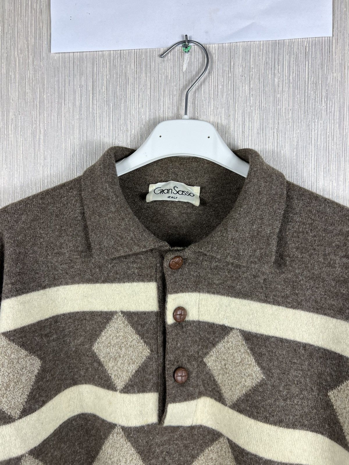 Gran Sasso Vintage Gran Sasso diamond patterned wool polo sweater retro Size US S / EU 44-46 / 1 - 12 Thumbnail