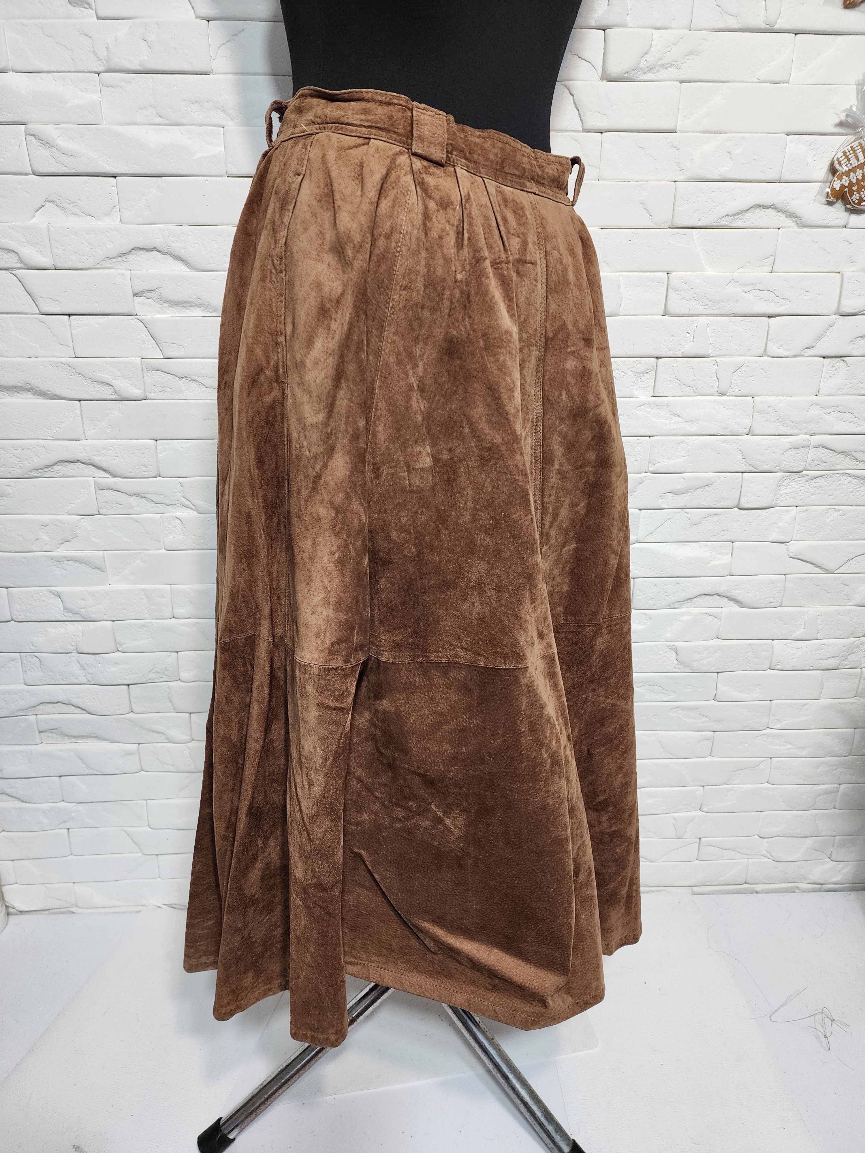 Other Brown Flared Leather Skirt with Pockets. Size 32" / US 10 / IT 46 - 6 Thumbnail
