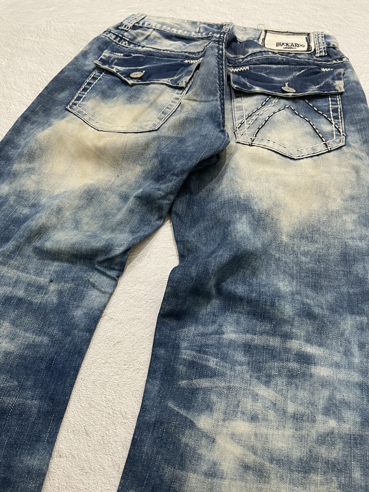 Japanese Brand 2000s Acid Washed Buckaro Light Blue Jeans Y2K Size US 29 - 7 Thumbnail