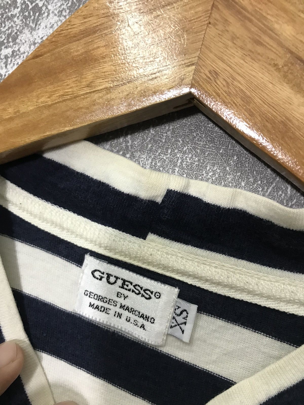 Guess × Vintage Vintage90s Guess Jeans USA Striped Tee *Xs Over view detail Size US XS / EU 42 / 0 - 3 Thumbnail