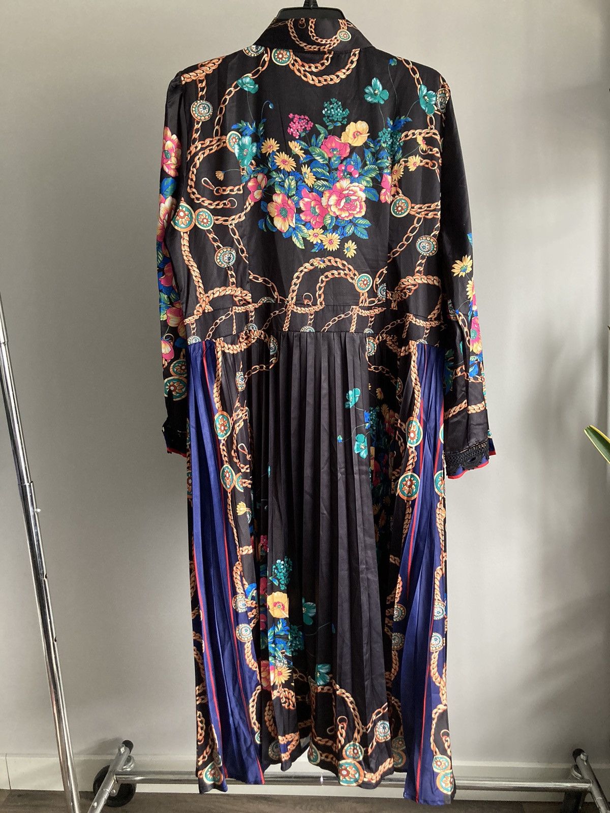 Designer Hand sewn Designer Tie Neck Printed Midi by Dalia Macphee Size XL / US 12-14 / IT 48-50 - 2 Thumbnail