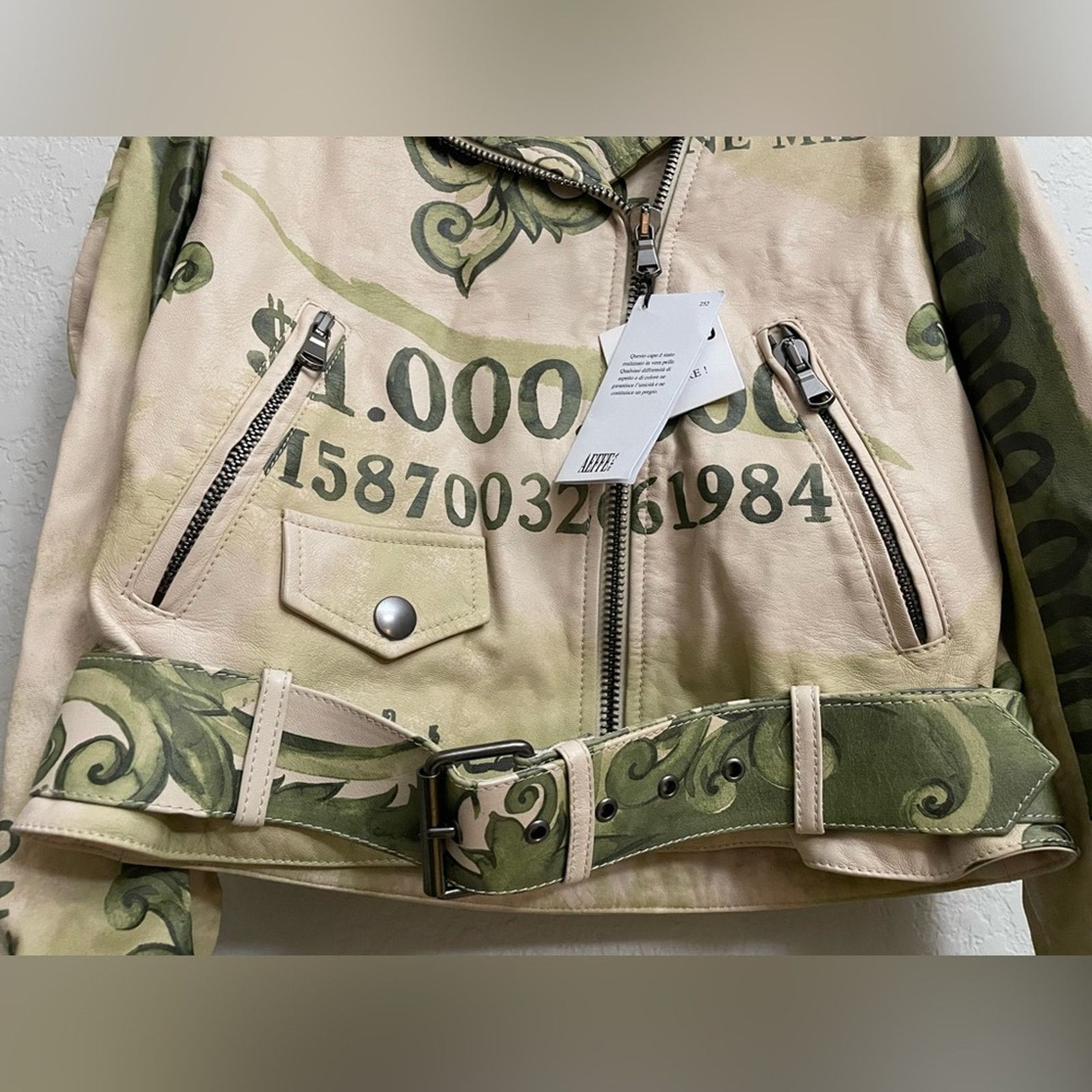Moschino Moschino Leather Money Print Biker Jacket Limited Size 40 Size S / US 4 / IT 40 - 5 Thumbnail