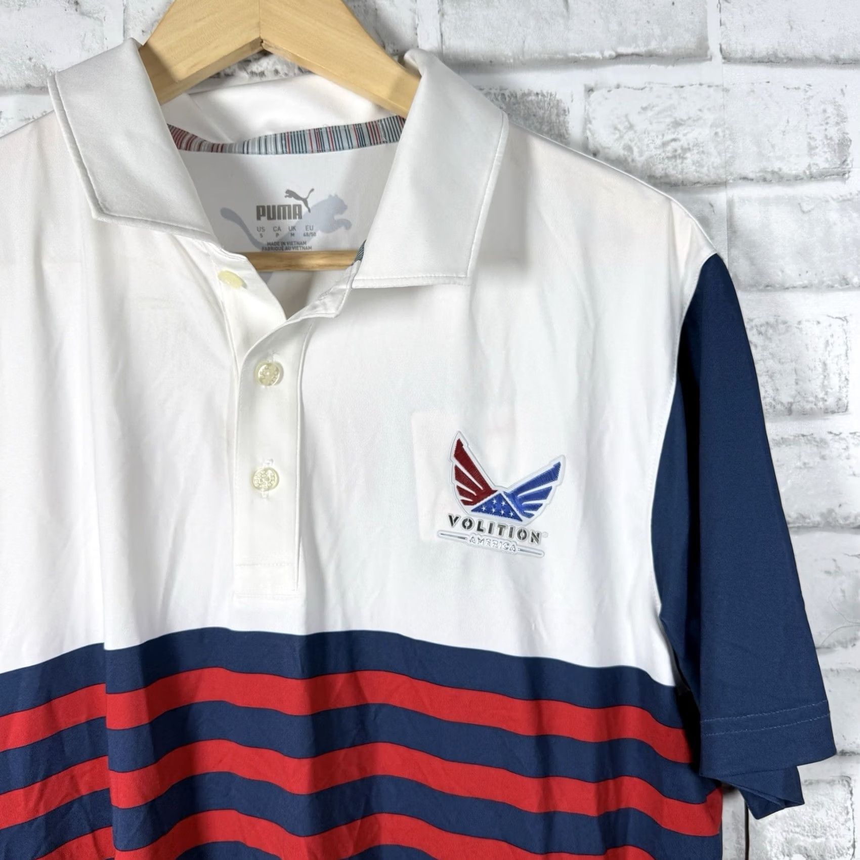 Puma NWT Puma Striped Volition AMERICA Athletic Polo Shirt Mens Size S Multicolor Striped Polo Shirt Mens S Athletic Shirt Polo Size US S / EU 44-46 / 1 - 2 Thumbnail