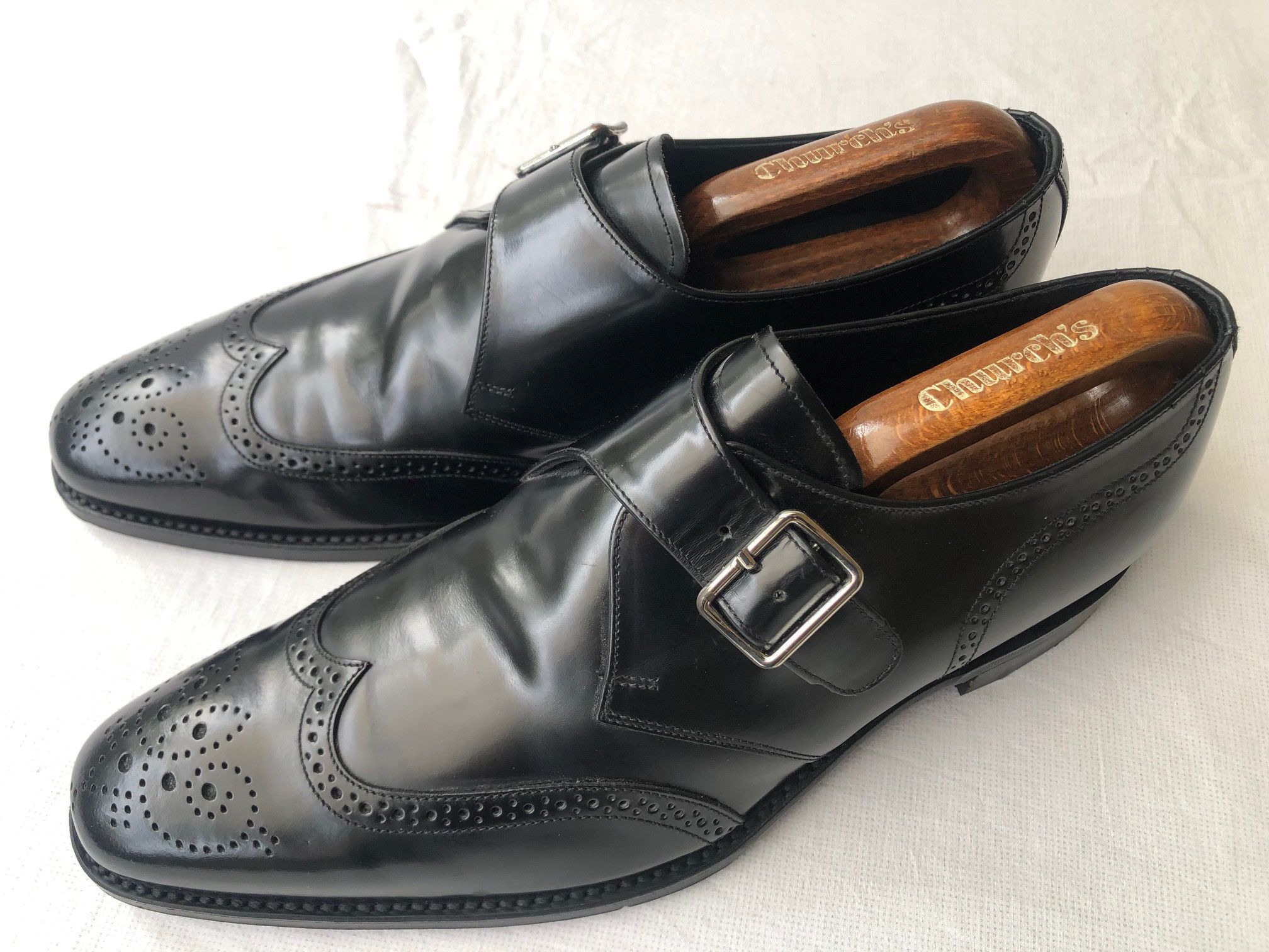 Loake Loake 'Dozer' Black leather wing tip Monk shoes Size US 9 / EU 42 - 2 Thumbnail