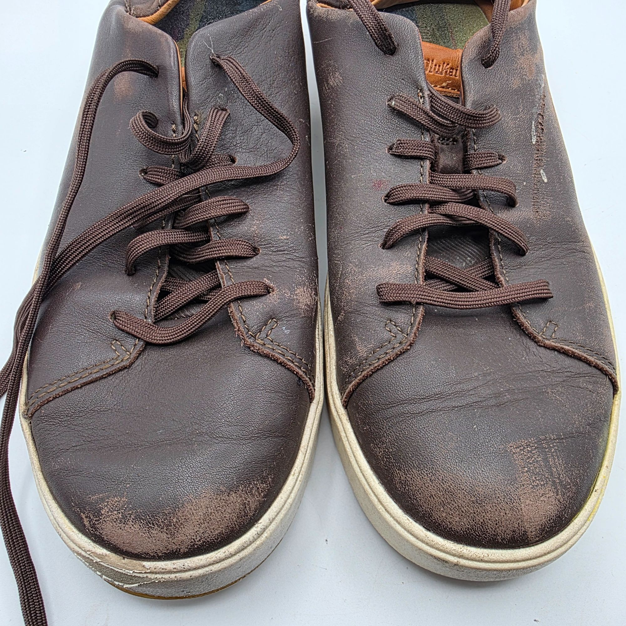 Olukai OluKai Waialae Mens Golf Shoes 10.5 Brown Dark Wood Leather Size US 10.5 / EU 43-44 - 8 Thumbnail