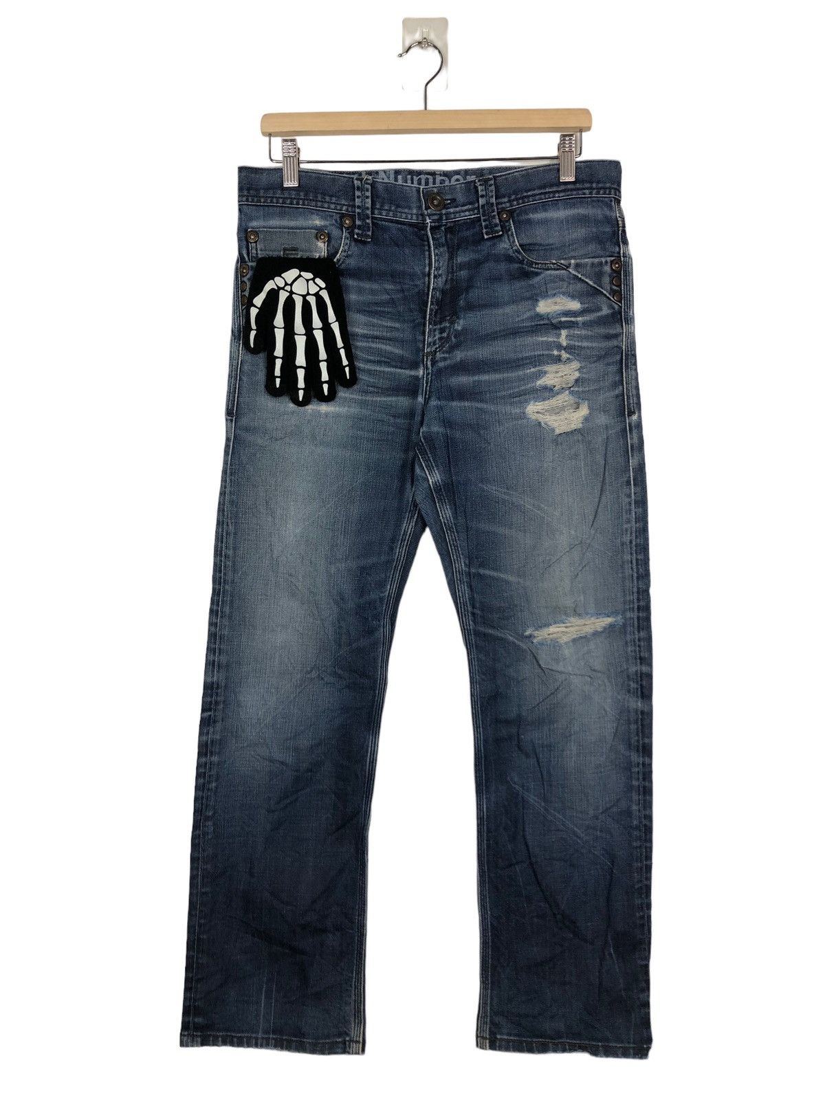 Japanese Brand 🔥Rare 90’s Vintage Distressed Denim Jeans Back Number Japan Size US 32 / EU 48 - 1 Thumbnail