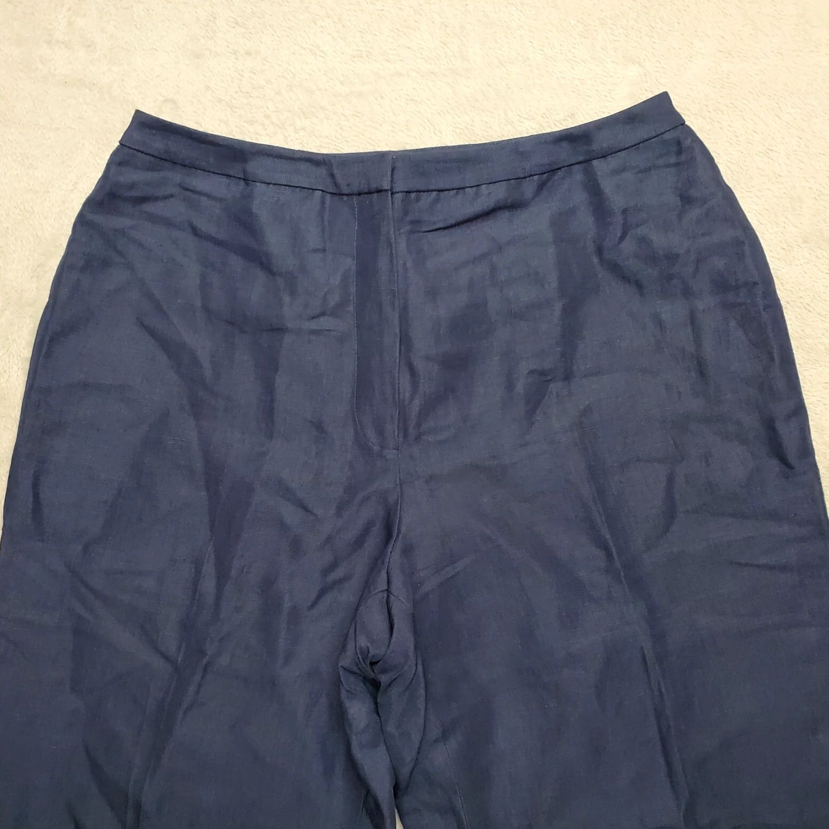 Vintage VINTAGE Jones Wear Navy Blue Linen Blend Flat Front Pants Womens 12 Casual Size 34" / US 12 / IT 48 - 3 Thumbnail