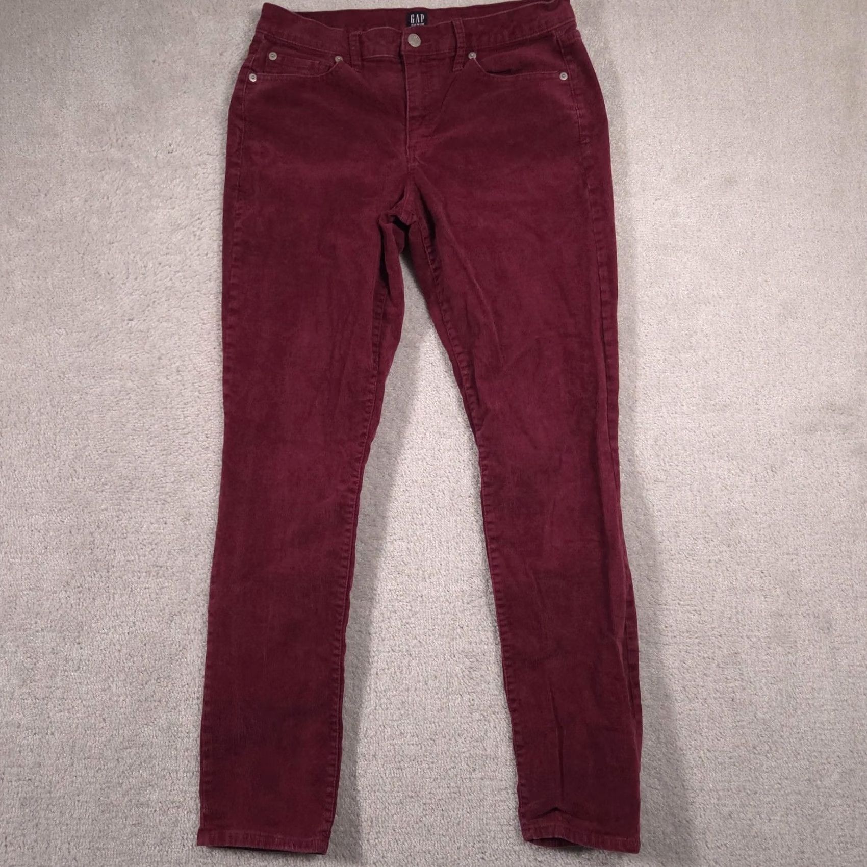Gap Gap Womens Jeans Red Corduroy Skinny Slim Mid Rise 5 Pocket 29L 29x29 Size 29" - 2 Thumbnail