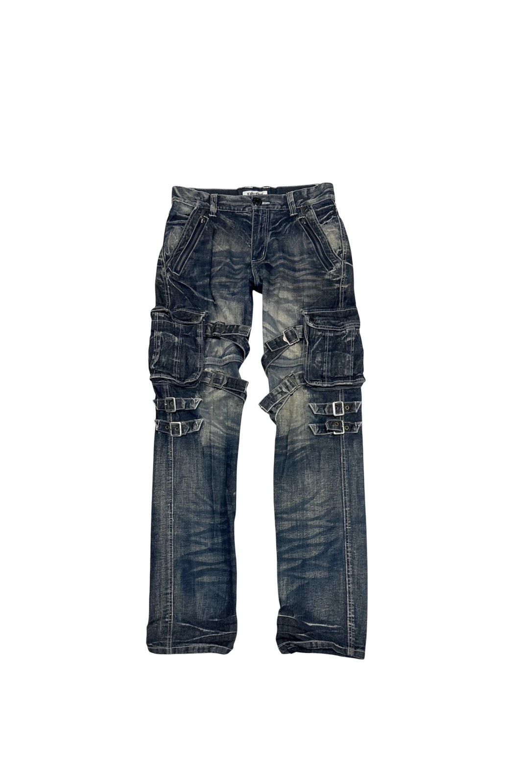 LOWBOX Lowbox blue utility cargo bondage denim jeans Size US 30 / EU 46 - 1 Thumbnail