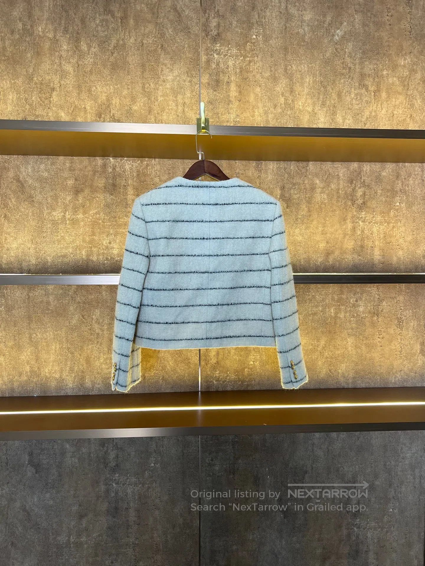 Celine CELINE Striped Gold Button Wool Blazer| Size XS / US 0-2 / IT 36-38 - 2 Thumbnail