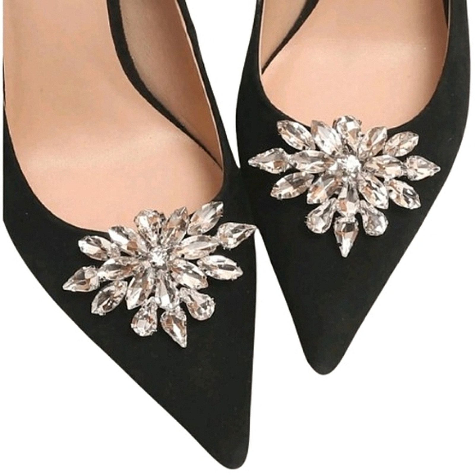 Other ELEGANT ☆ CRYSTAL & SILVERTONE ☆ FLOWER SHOE CLIPS ☆ NIP Size US 4 / IT 34 - 4 Thumbnail