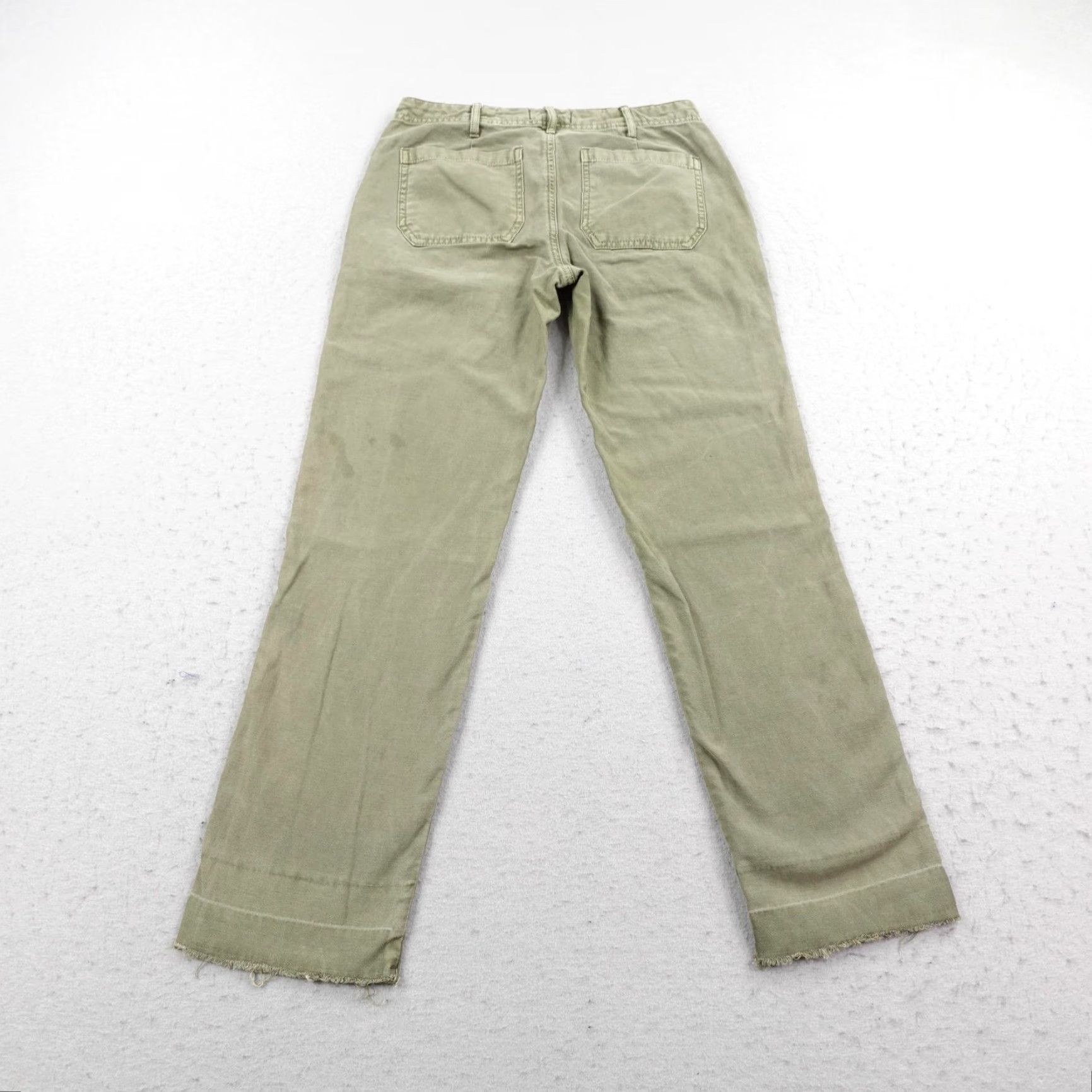 Abercrombie & Fitch Abercrombie & Fitch Pants Womens 0 Green Floral Embroidered Ames Slim Boyfriend Cropped Twill Cotton Pockets Zip Logo Button Casual Size 25" / US 0 / IT 36 - 4 Thumbnail