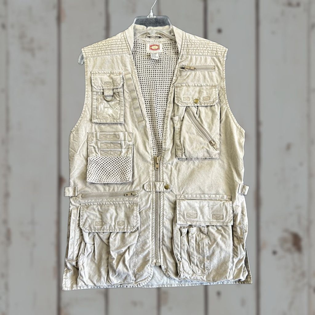 Banana Republic VINTAGE Banana Republic Safari Vest S Men Utility Vest Beige Cotton Canvas Windproof Pockets Outdoor Travel 1986 Safari Nature Fish 1980s Mens Size US S / EU 44-46 / 1 - 1 Thumbnail
