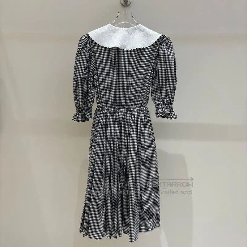 Miu Miu Miu Miu Black Cotton Checkered Dress . Size S / US 4 / IT 40 - 1 Thumbnail
