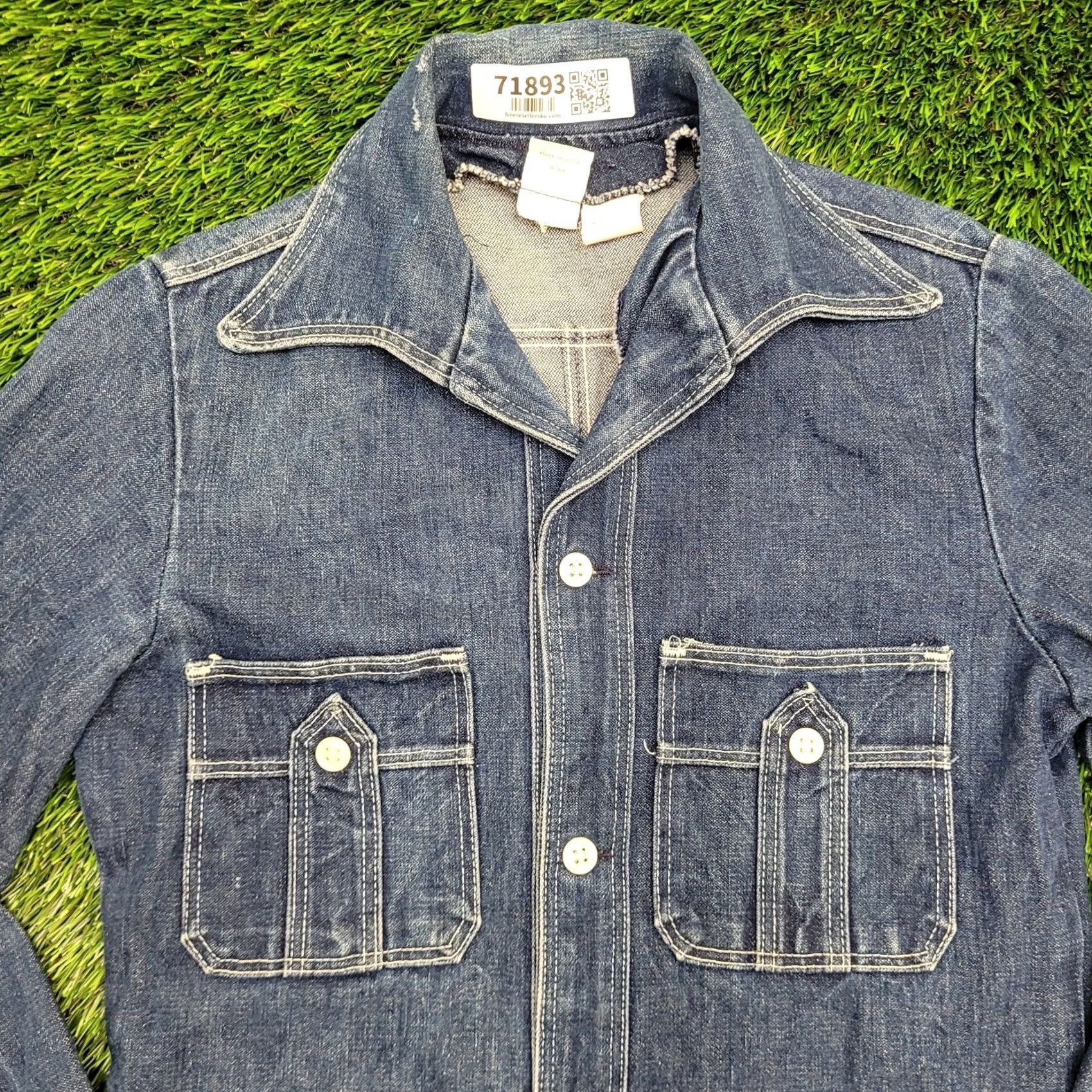 Wrangler VINTAGE Wrangler Jacket XS 80s Dark-Wash Denim Long Sleeve Men Size US XS / EU 42 / 0 - 3 Thumbnail