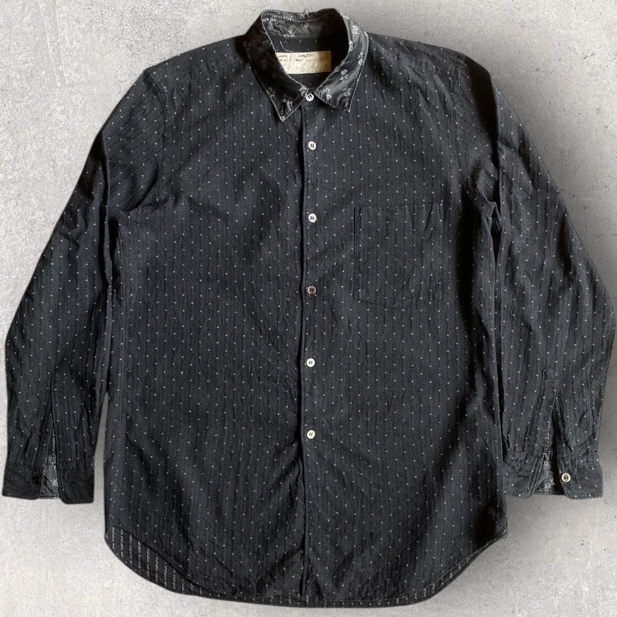 Comme des Garcons Vintage 99’s Jacquard Shirt With Contrast Silk Collar Size US S / EU 44-46 / 1 - 2 Thumbnail