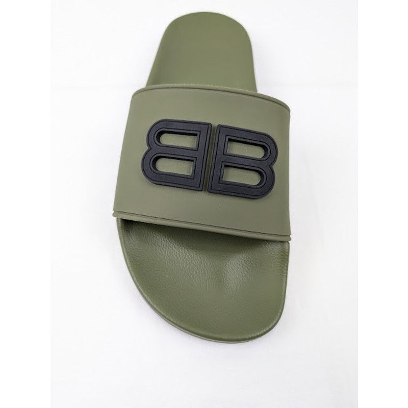 Balenciaga o1rshd1 BB Injecfion Pool Slides in Khaki Size US 9 / EU 42 - 5 Thumbnail