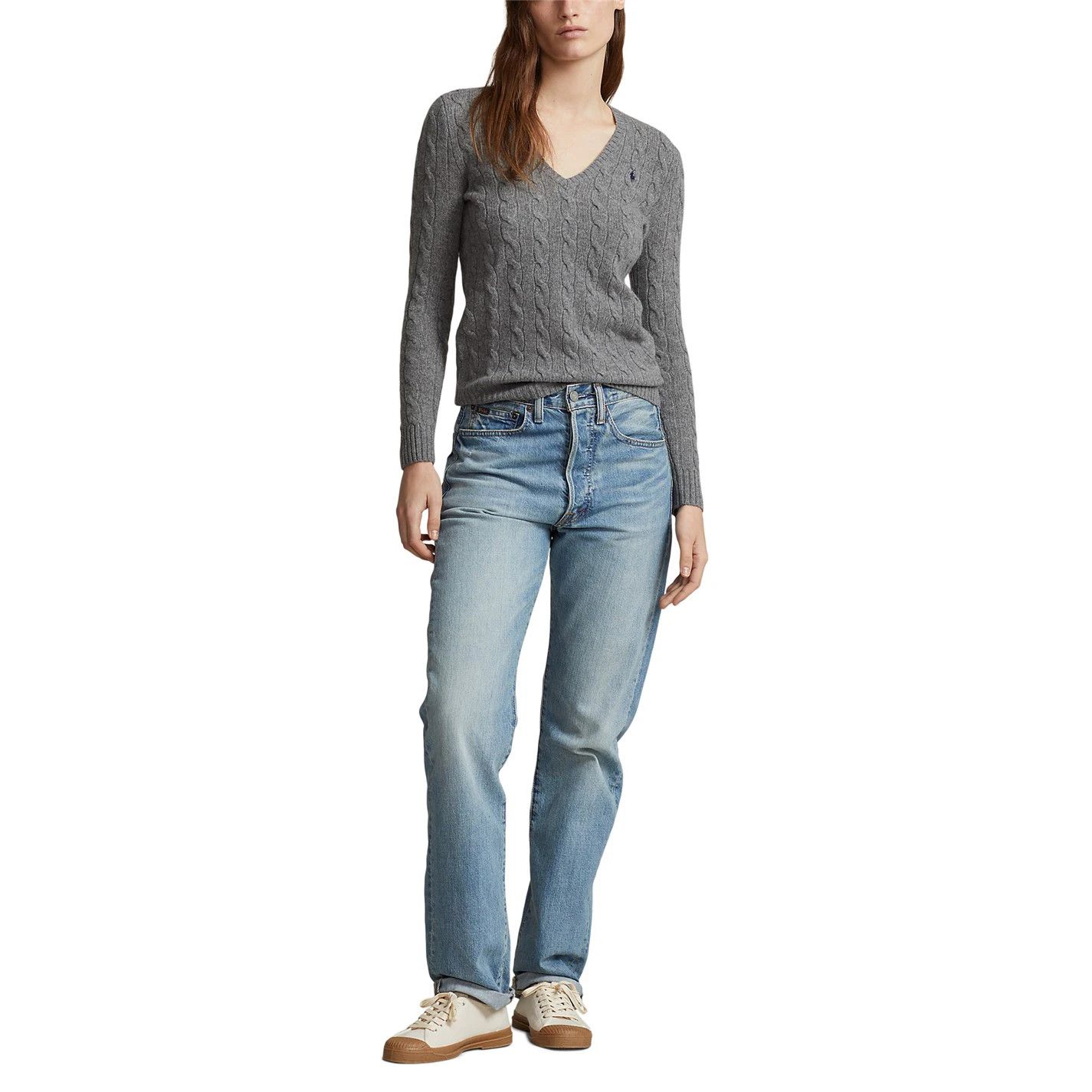 Polo Ralph Lauren o1g2r1mq0825 Cable Sweater in Heather Grey Size L / US 10 / IT 46 - 2 Thumbnail