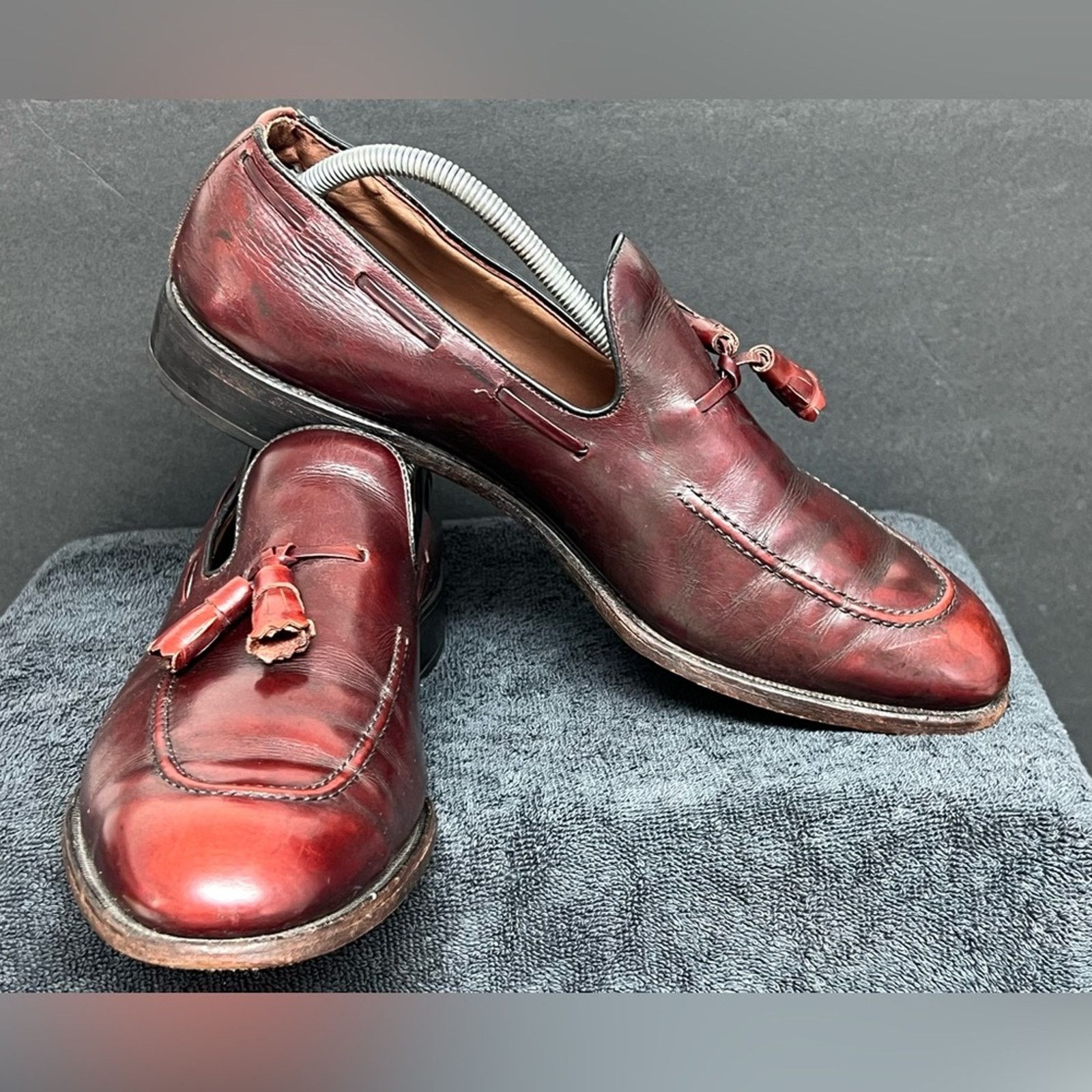 Allen Edmonds Allen Edmonds Saratoga Tassel Loafers Shoes Burgundy Leather Size US 11 / EU 44 - 3 Thumbnail