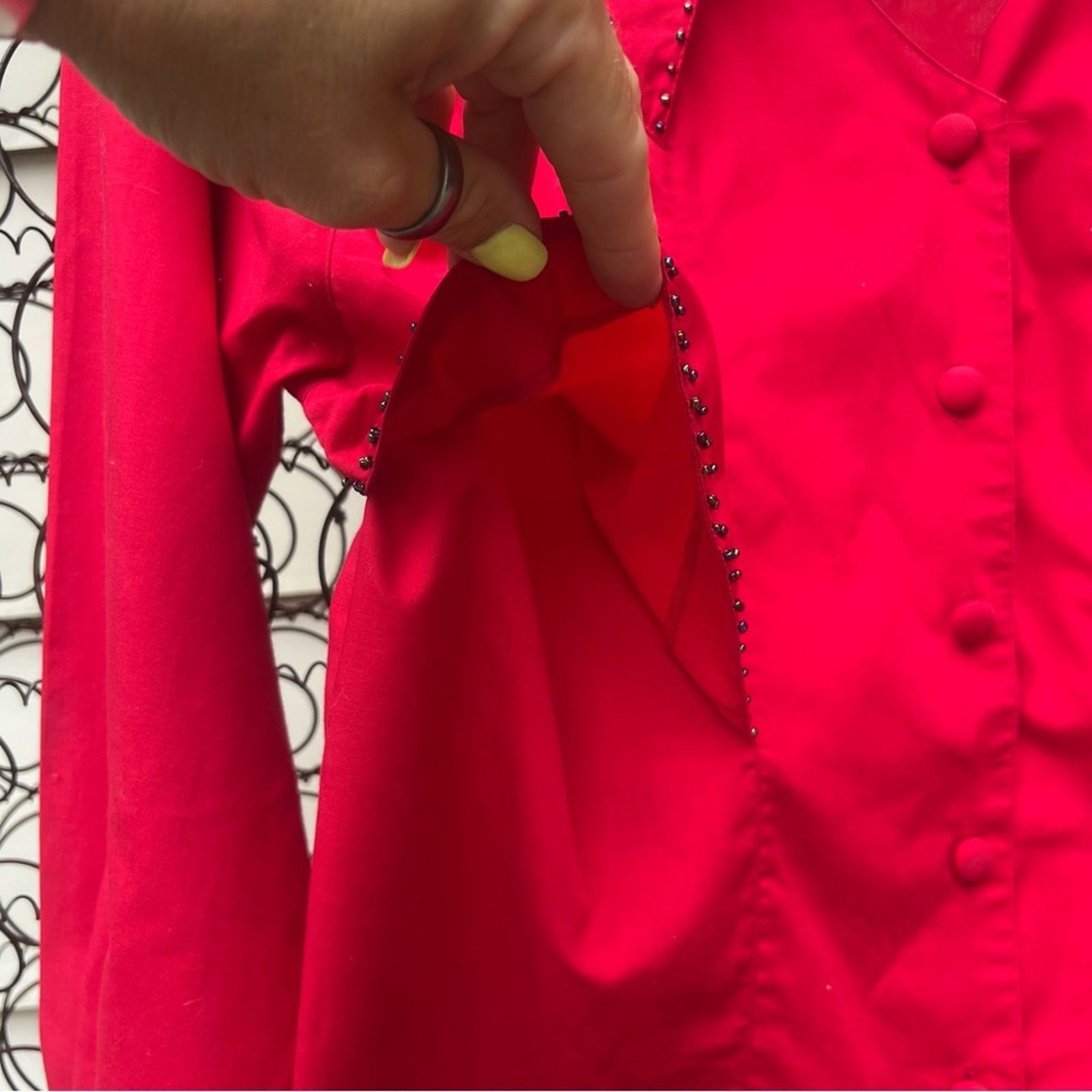 Wrangler 90s Wrangler Red cape beaded sweetheart neck western shirt Size M / US 6-8 / IT 42-44 - 4 Thumbnail