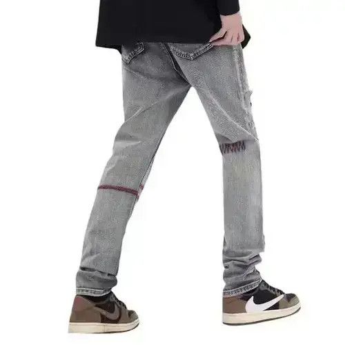 Japanese Brand Patched Distressed Embroidery Blue Denim Jeans Size US 32 / EU 48 - 3 Thumbnail