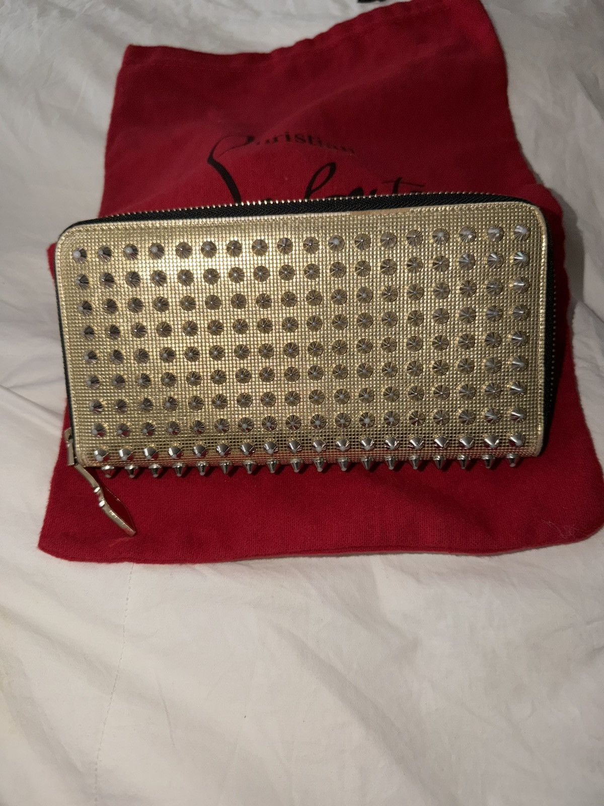 Christian Louboutin Christian Louboutin Panettone metallic gold spiked wallet Size ONE SIZE - 1 Thumbnail