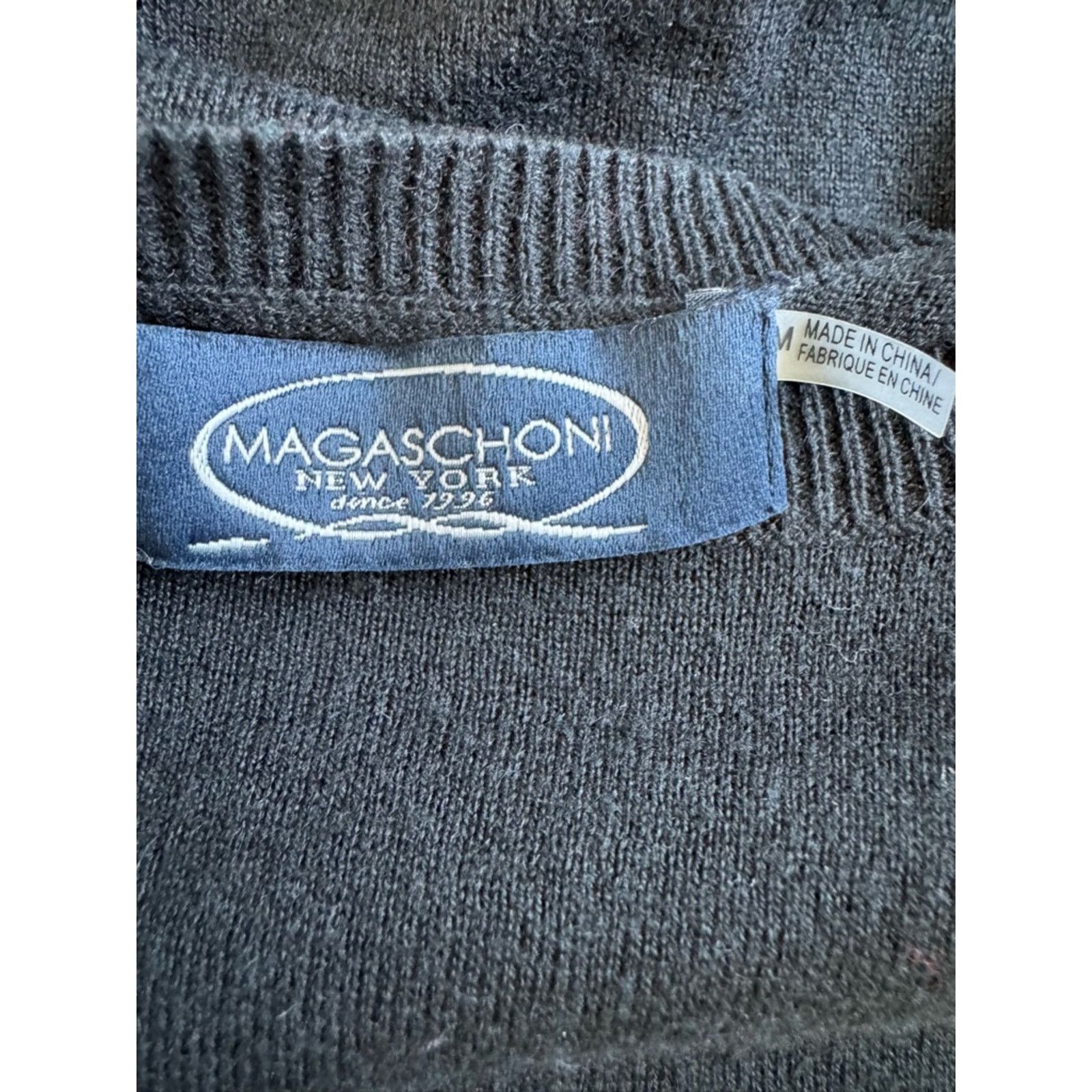 Magaschoni Magaschoni Black Knit Crewneck Silk Cashmere Beaded Sweater Size M / US 6-8 / IT 42-44 - 3 Thumbnail