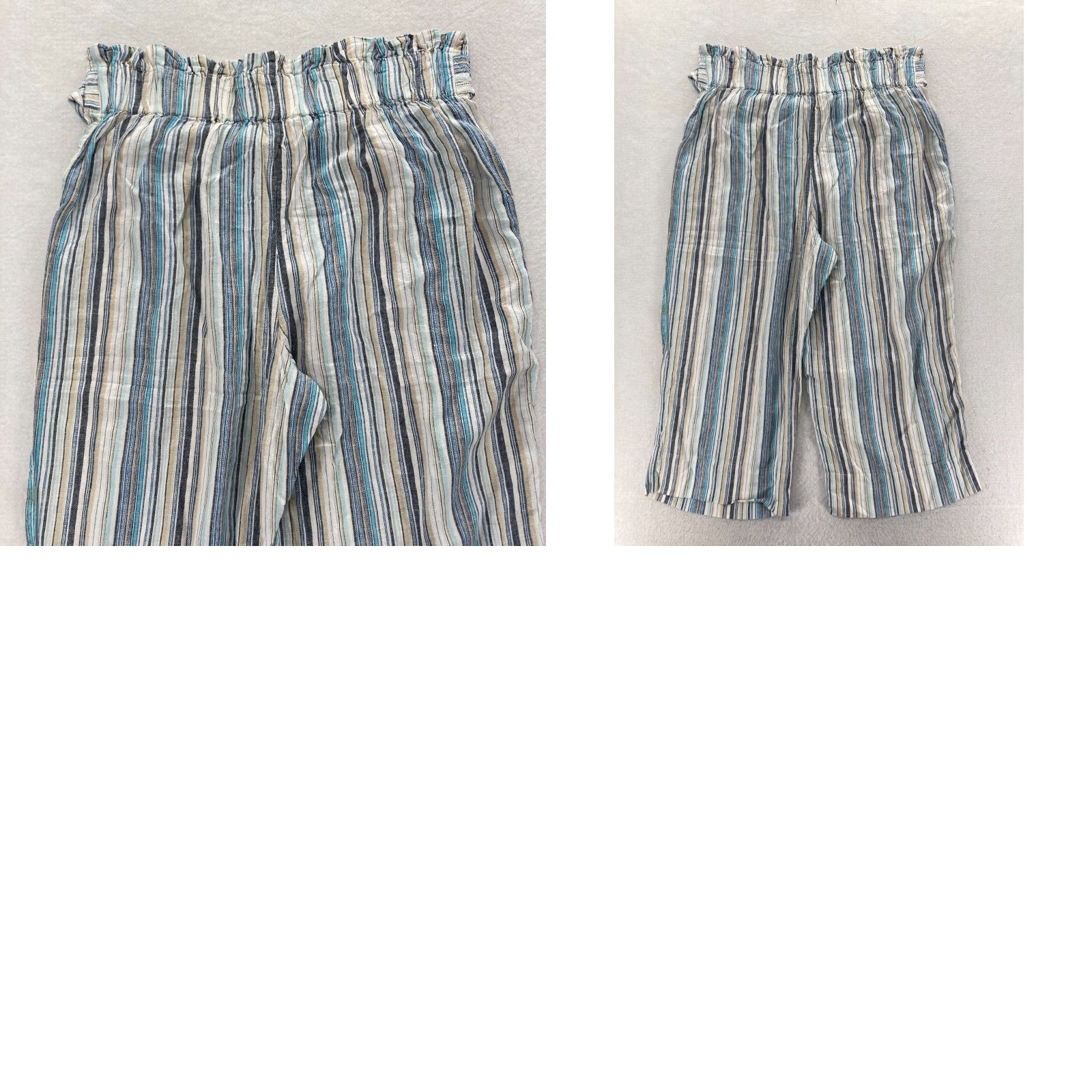Vintage Zac & Rachel Pants Womens XL Blue Striped Linen Blend Cropped Wide Leg NWT Size 24" / US 00 / IT 34 - 8 Thumbnail
